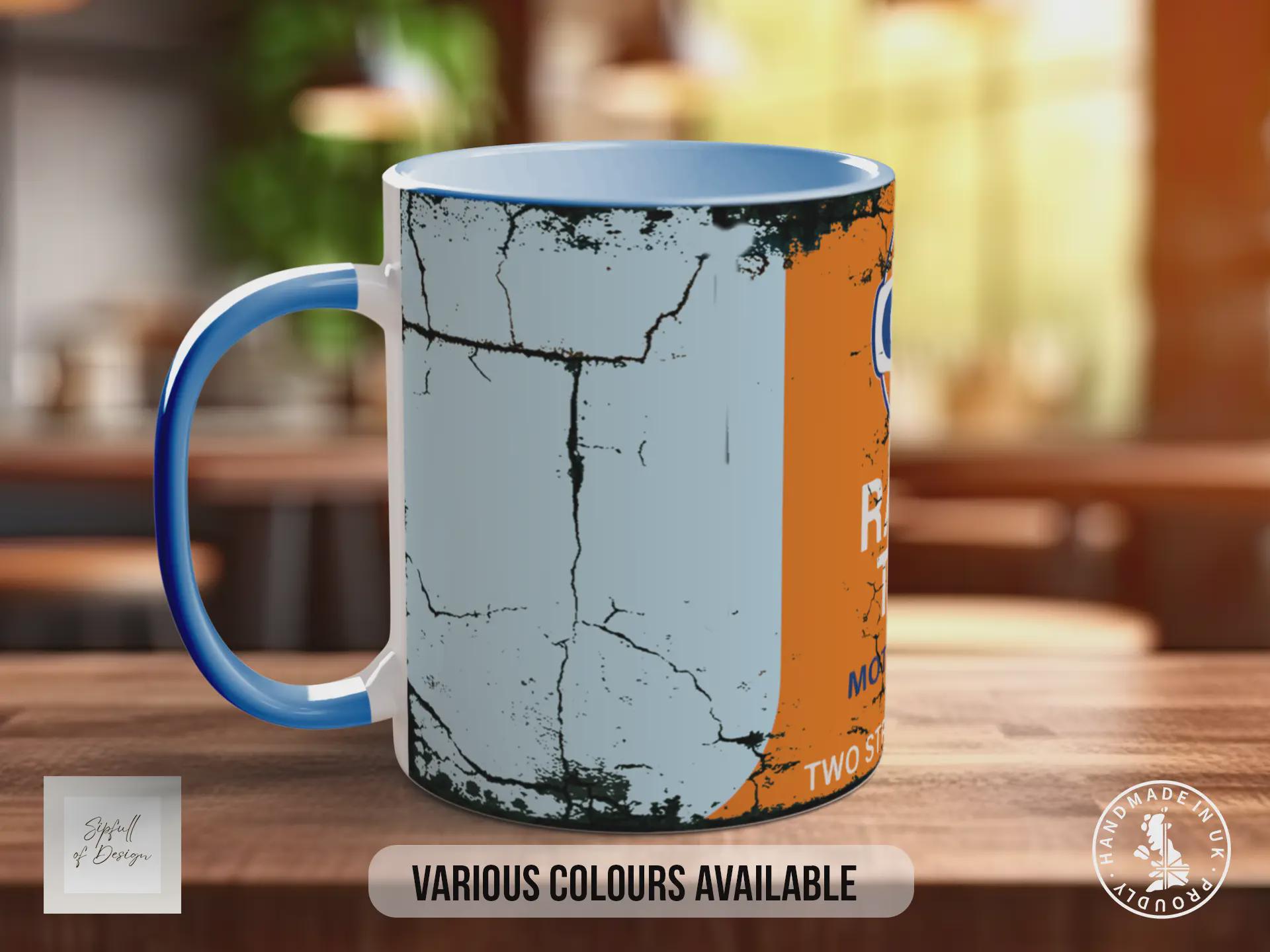 Vintage Gulf Racing Team Mug | Retro Motorsport Garage Design | Classic Racing & Petrolhead Gift | Handmade UK