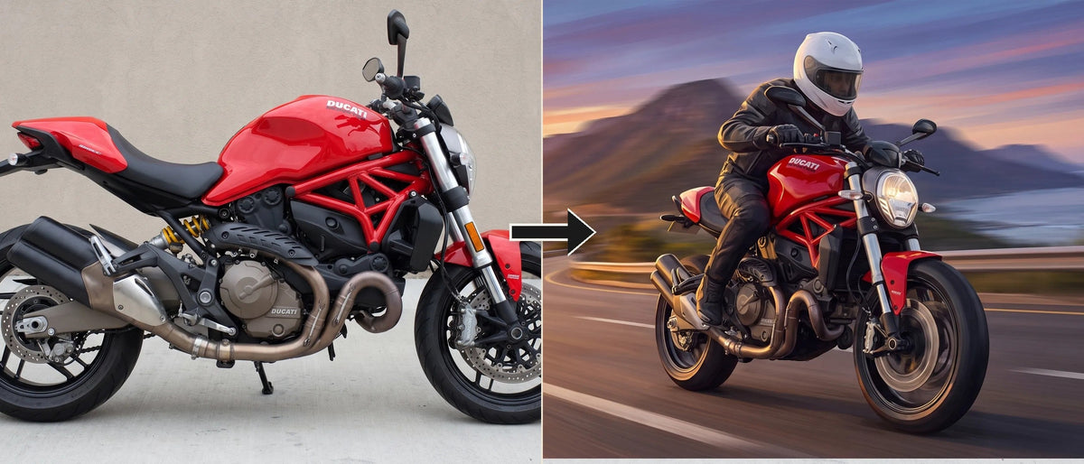 Rolling Render Motorbike Art: Your Bike, Your Scene, Your Mug