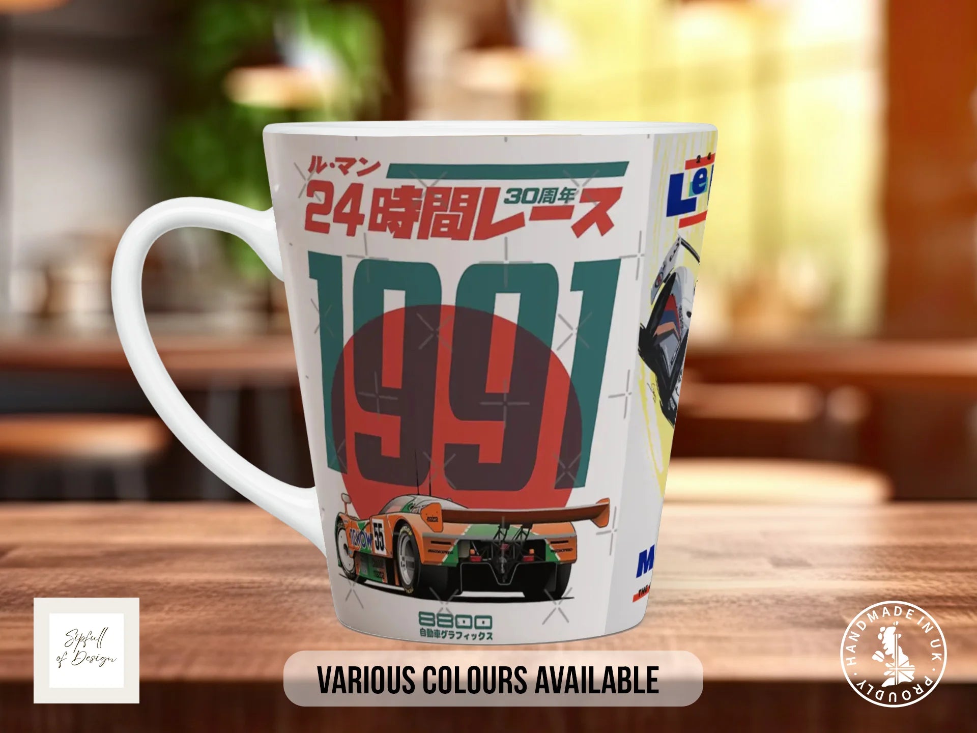 90s Le Mans Racing Mug | Mazda 787B Vintage Motorsport Gift 12oz Latte