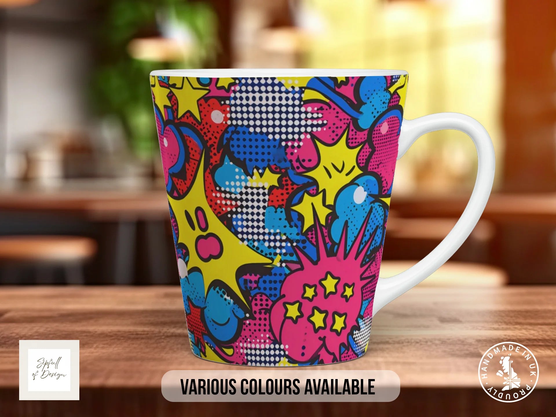Comic Pop Full Wrap Mug – Design 3 | Maximum Comic Chaos | Bold Art Mug 12oz Latte