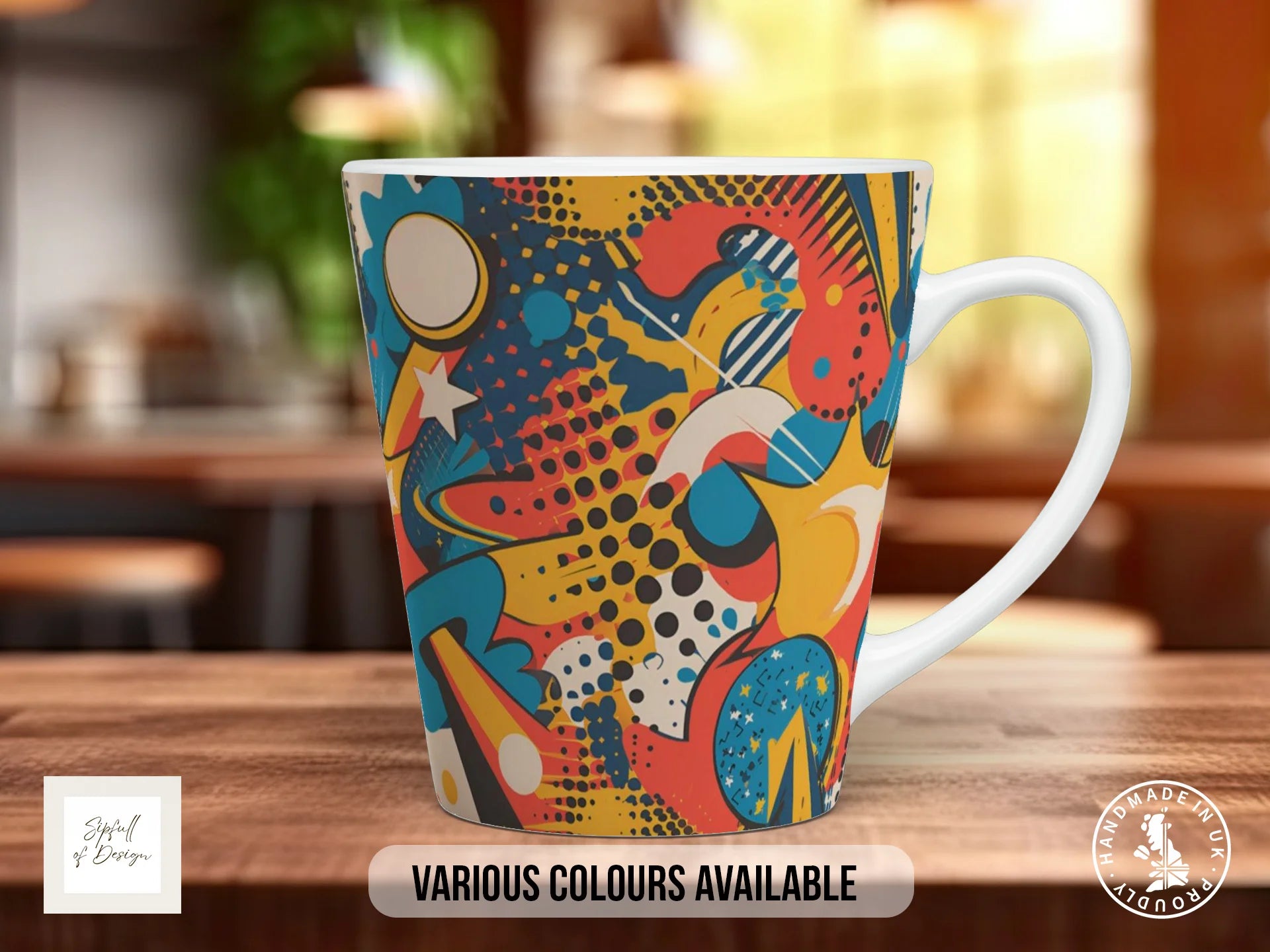 Comic Pop Full Wrap Mug – Design 7 | Retro 60s Pop Art | Bold Art Mug 12oz Latte