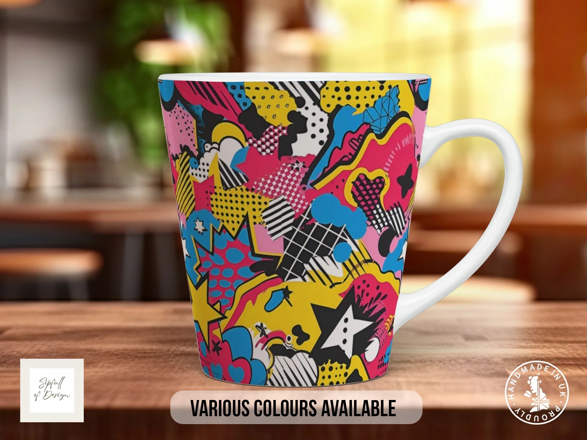 Comic Pop Full Wrap Mug – Design 8 | Graphic Novel Explosion | Bold Art Mug 12oz Latte
