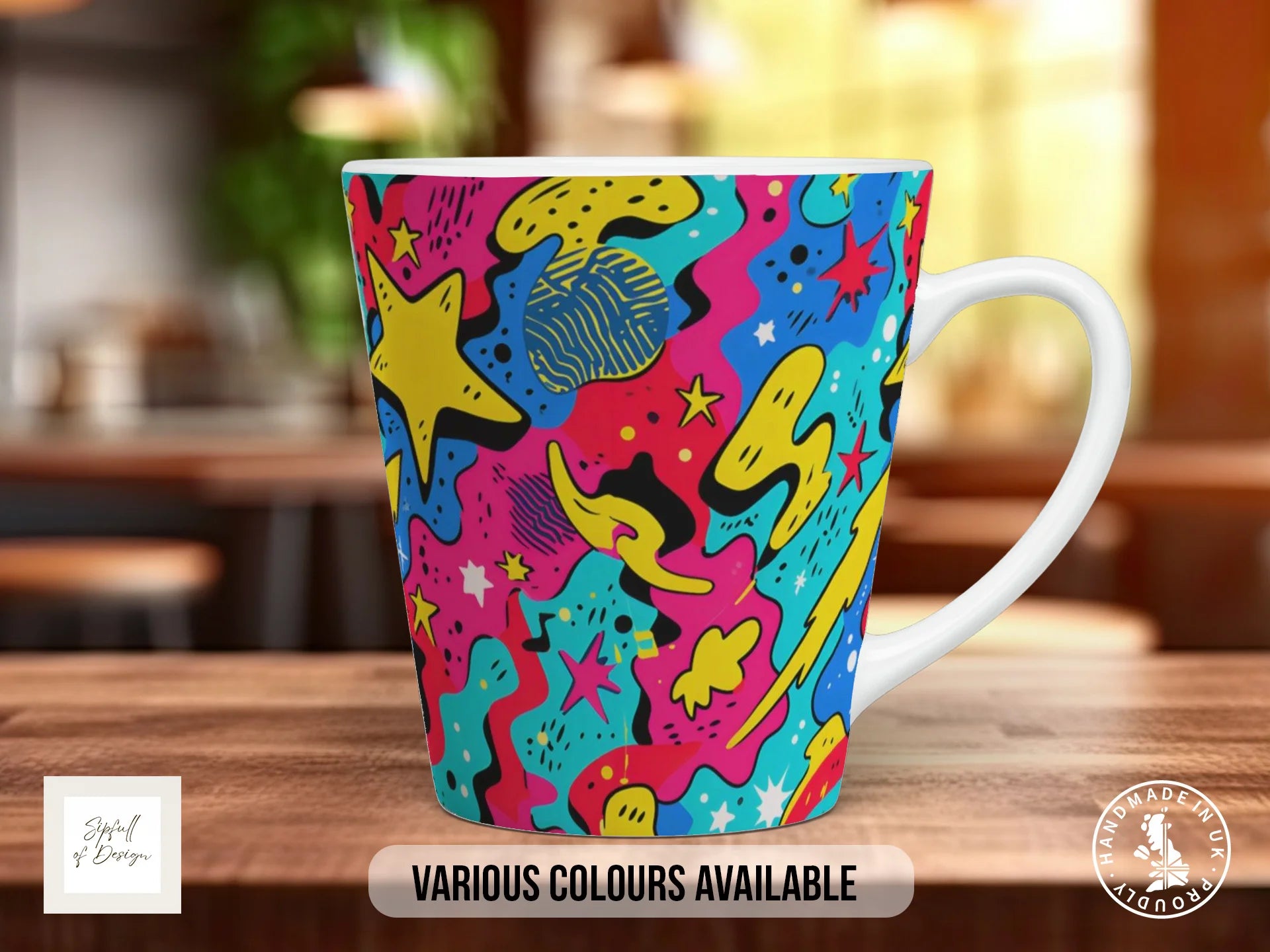 Comic Pop Full Wrap Mug – Design 9 | Psychedelic 90s Cartoon | Bold Art Mug 12oz Latte