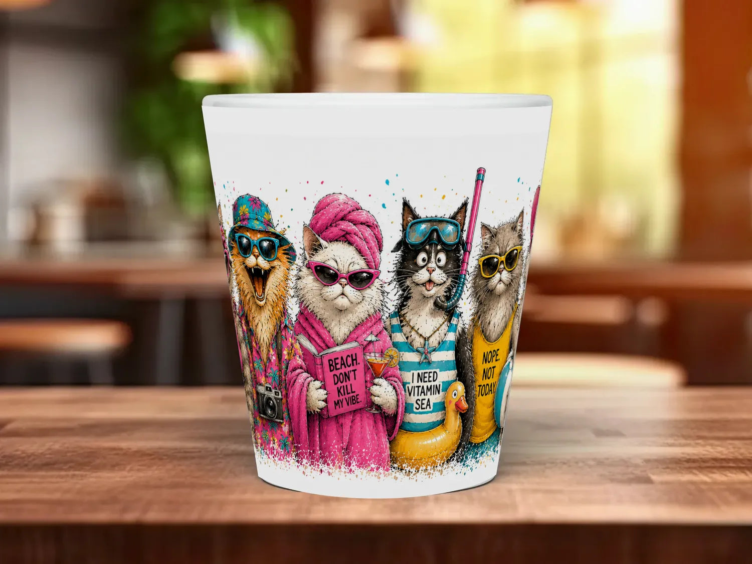 Beach Cats Mug | Funny Summer Cat Lover Gift 12oz Latte