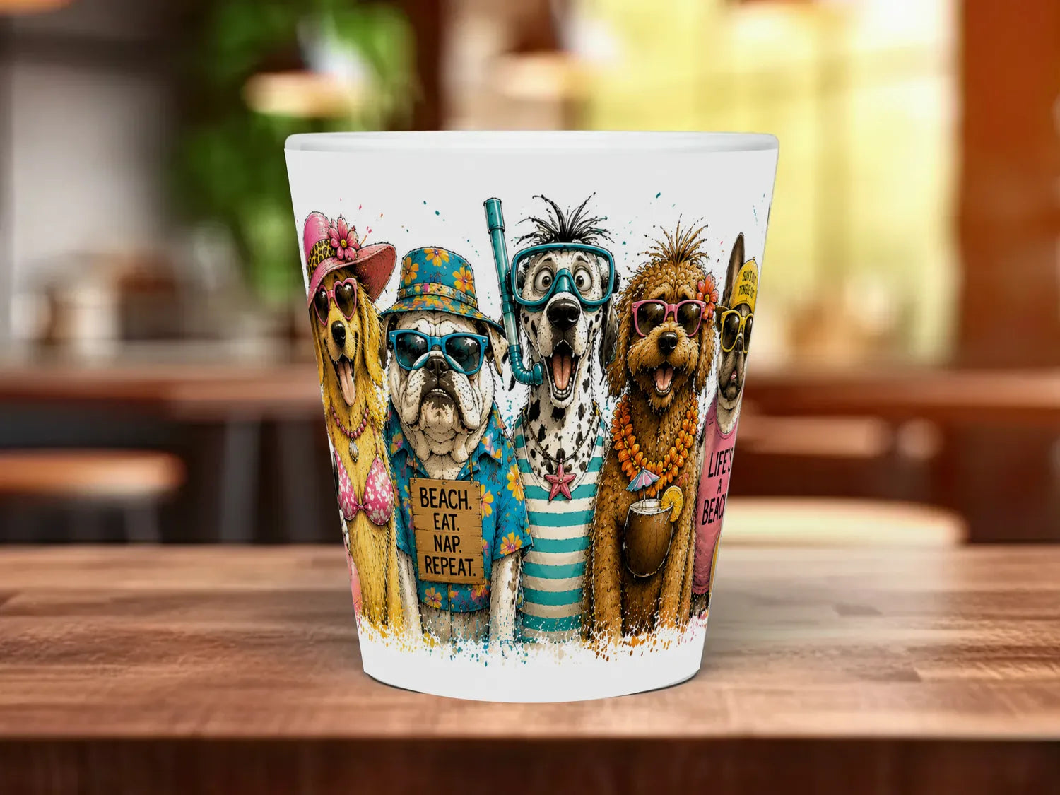 Beach Dogs Mug | Funny Summer Dog Lover Gift 12oz Latte