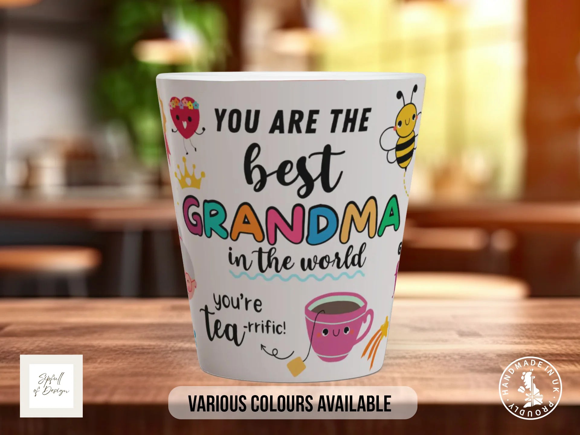 Best Grandma in the World Mug – You're Tea-rrific! | Mother's Day Gift 12oz Latte
