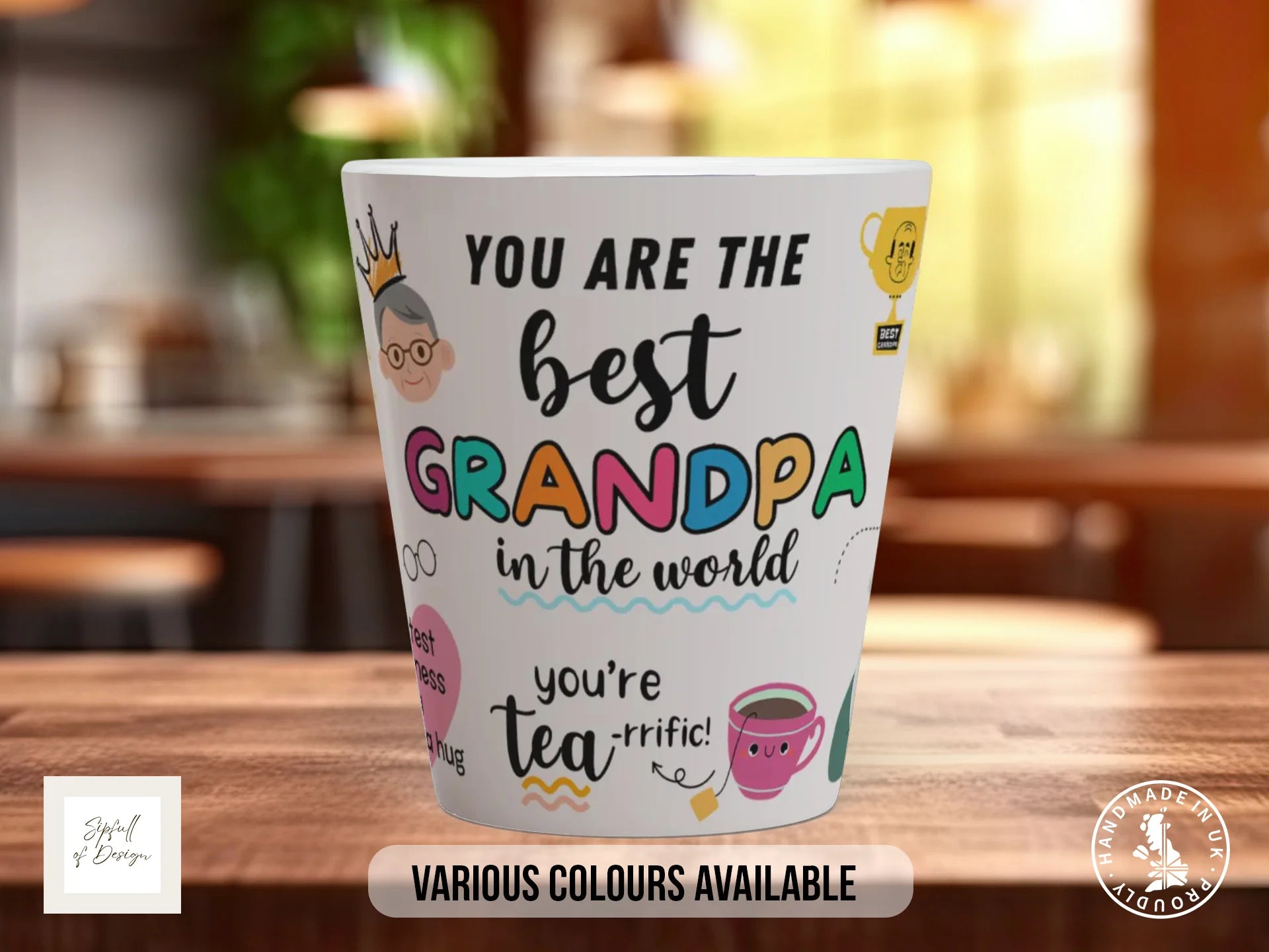 Best Grandpa Ever Mug | Funny Colourful Grandad Gift 12oz Latte