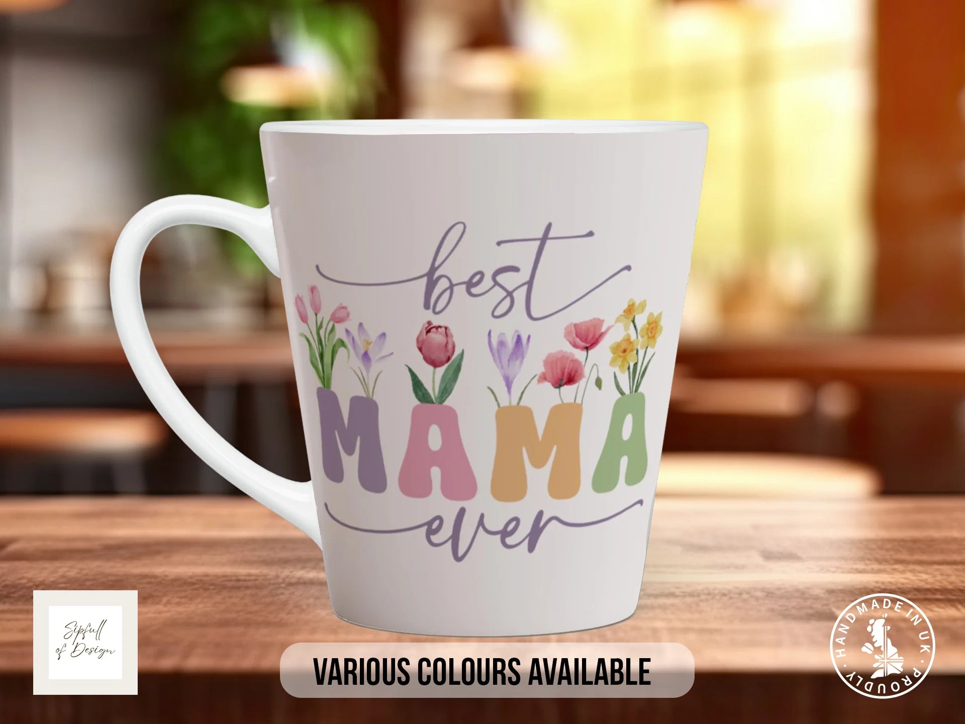 Best Mama Ever Mug | Floral Mother's Day Gift 12oz Latte