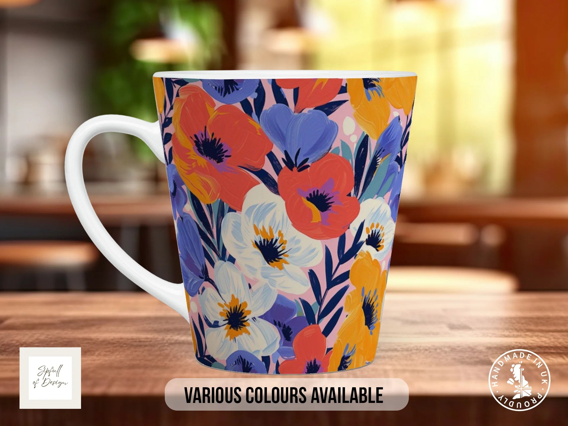 Birth Month Flowers Mug – February | Violet & Primrose Full-Wrap Design 12oz Latte