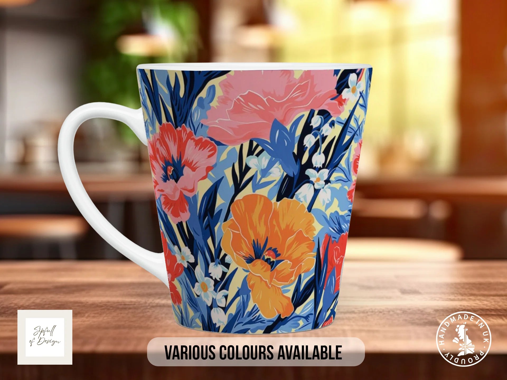 Birth Month Flowers Mug – January | Carnation & Snowdrop Full-Wrap Design 12oz Latte