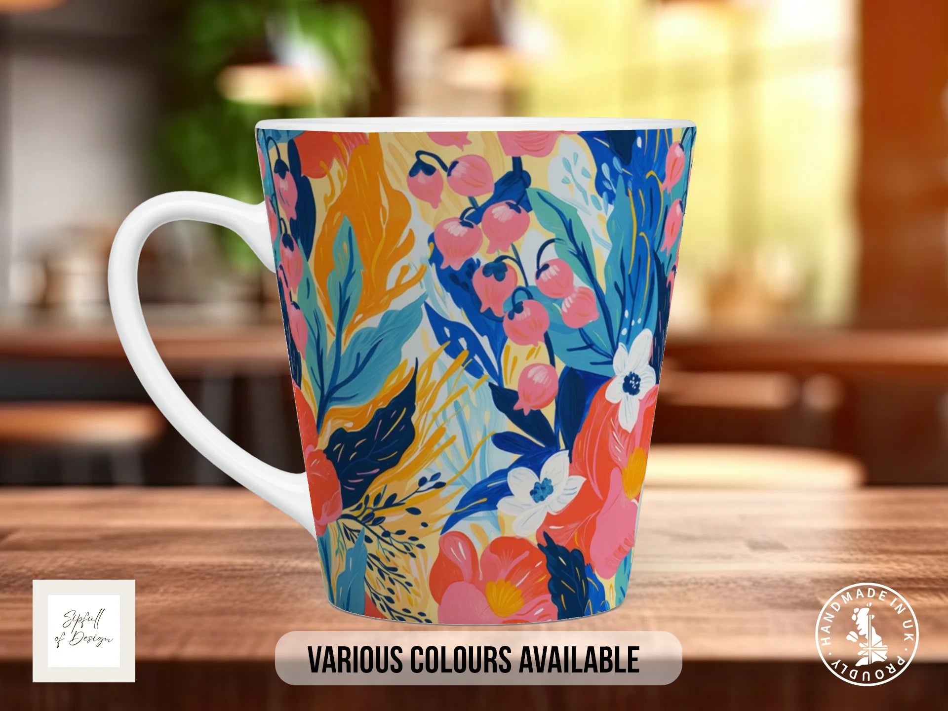 Birth Month Flowers Mug – May | Lily of the Valley & Hawthorn Full-Wrap Design 12oz Latte