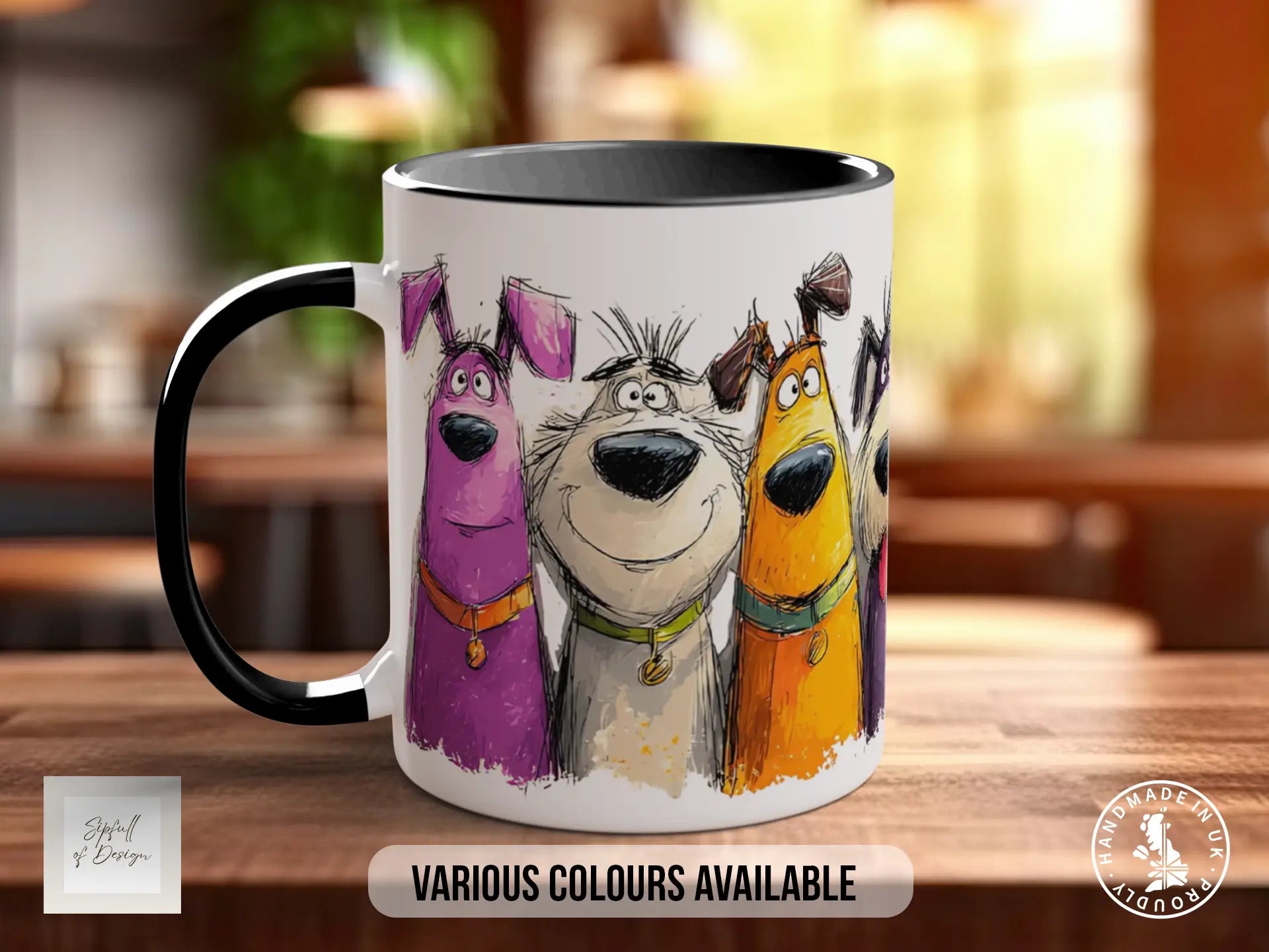 Colourful Dog Crowd Mug | Playful Dog Art