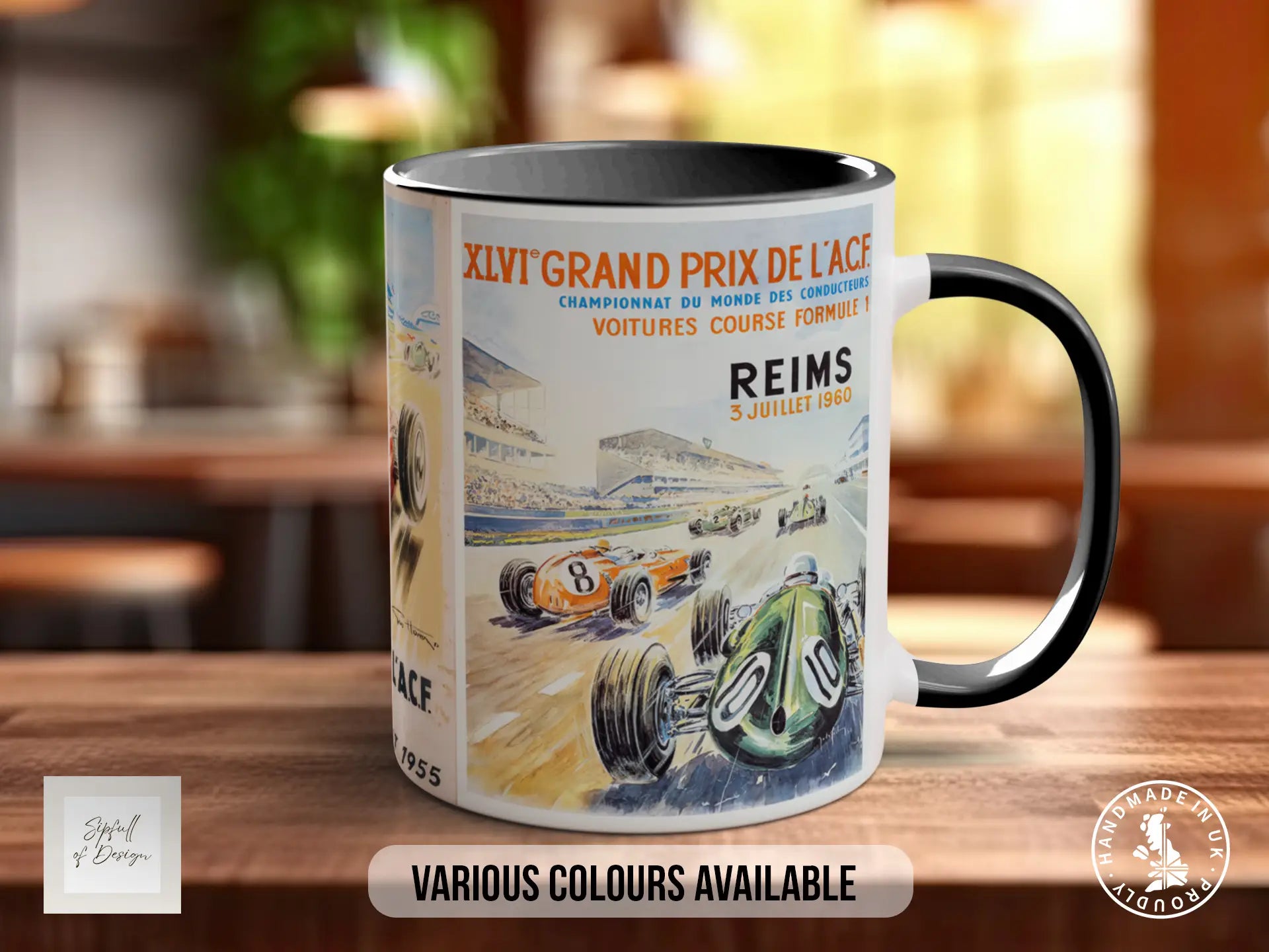 Grand Prix 1950s Mug | Vintage Formula 1 Racing Poster Gift