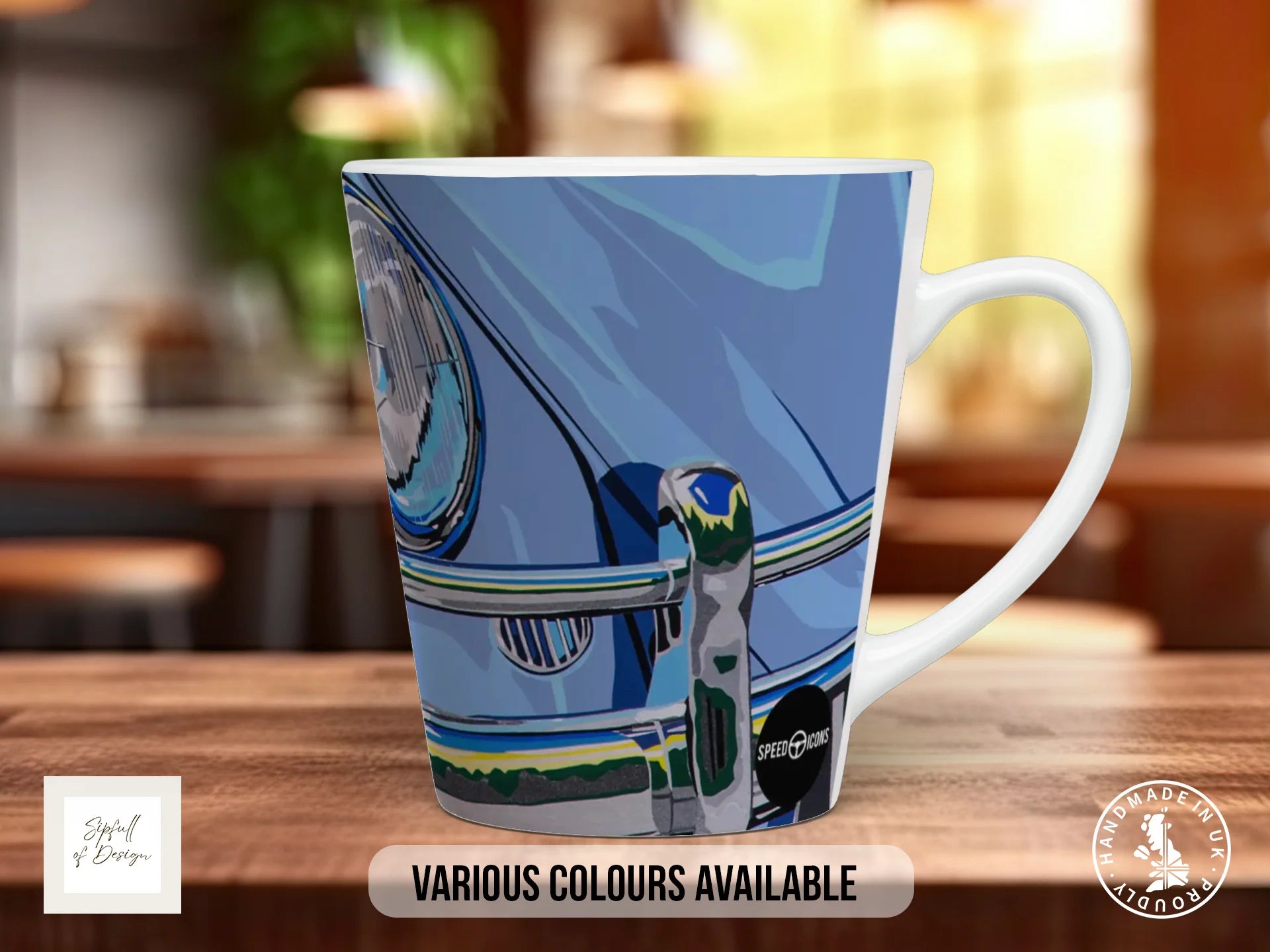Blue Bug VW Beetle Mug | Joel Clark Signature — Volksworld Show 12oz Latte