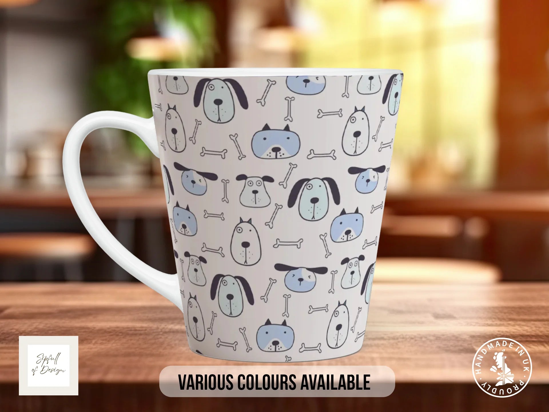 Blue Dog Illustration Mug | Puppy Coffee Mug 12oz Latte
