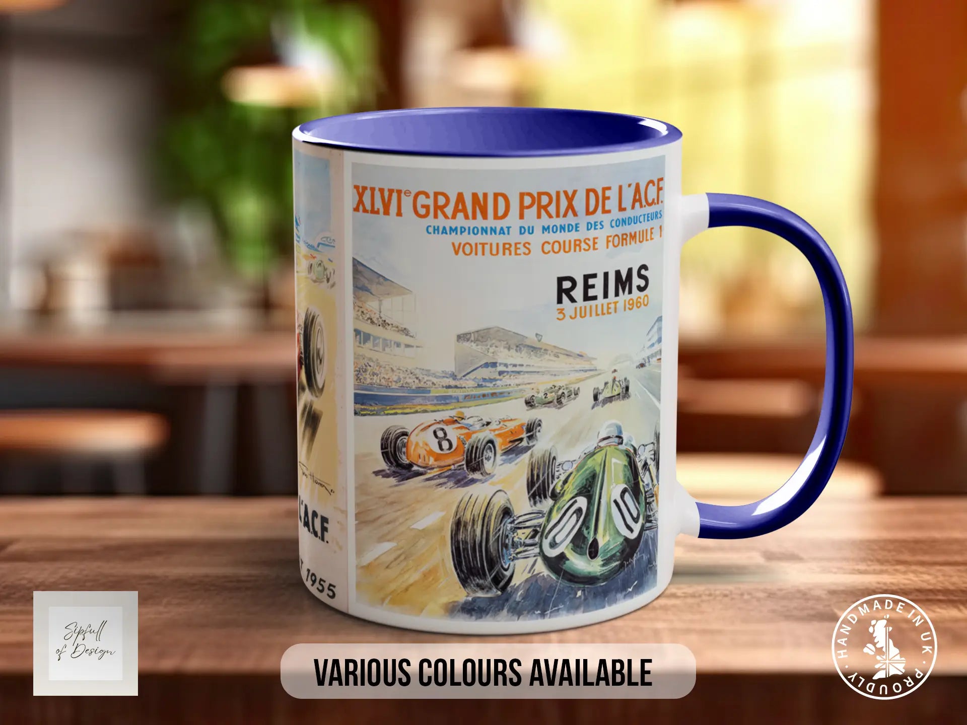 Grand Prix 1950s Mug | Vintage Formula 1 Racing Poster Gift