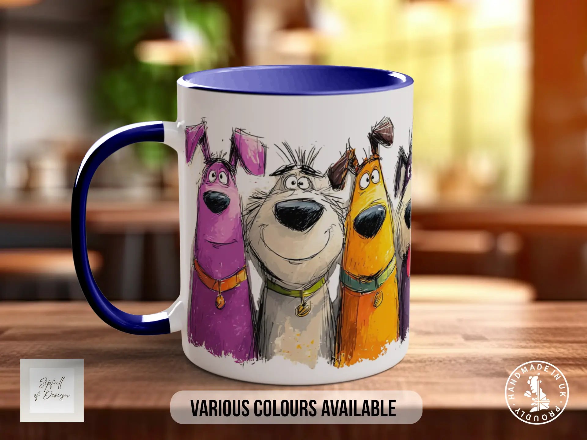 Colourful Dog Crowd Mug | Playful Dog Art