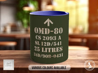 OMD-80 Military Oil Mug | Vintage Army Green Ceramic Cup | Handmade Retro Gift