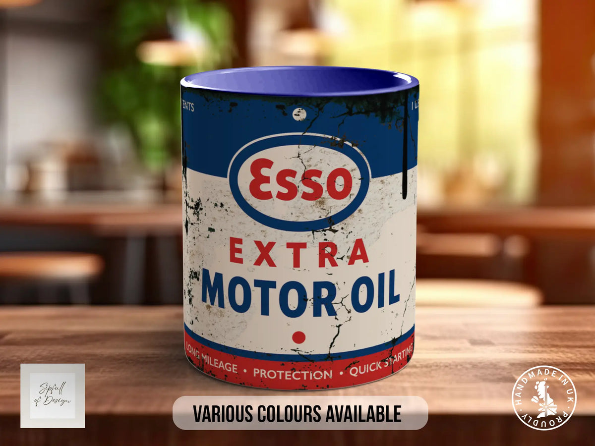 Esso Motor Oil Mug | Vintage Petrol Gift for Classic Car Fans