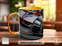 Bugatti Drag Strip Signature Mug – Joel Clark artwork, left view