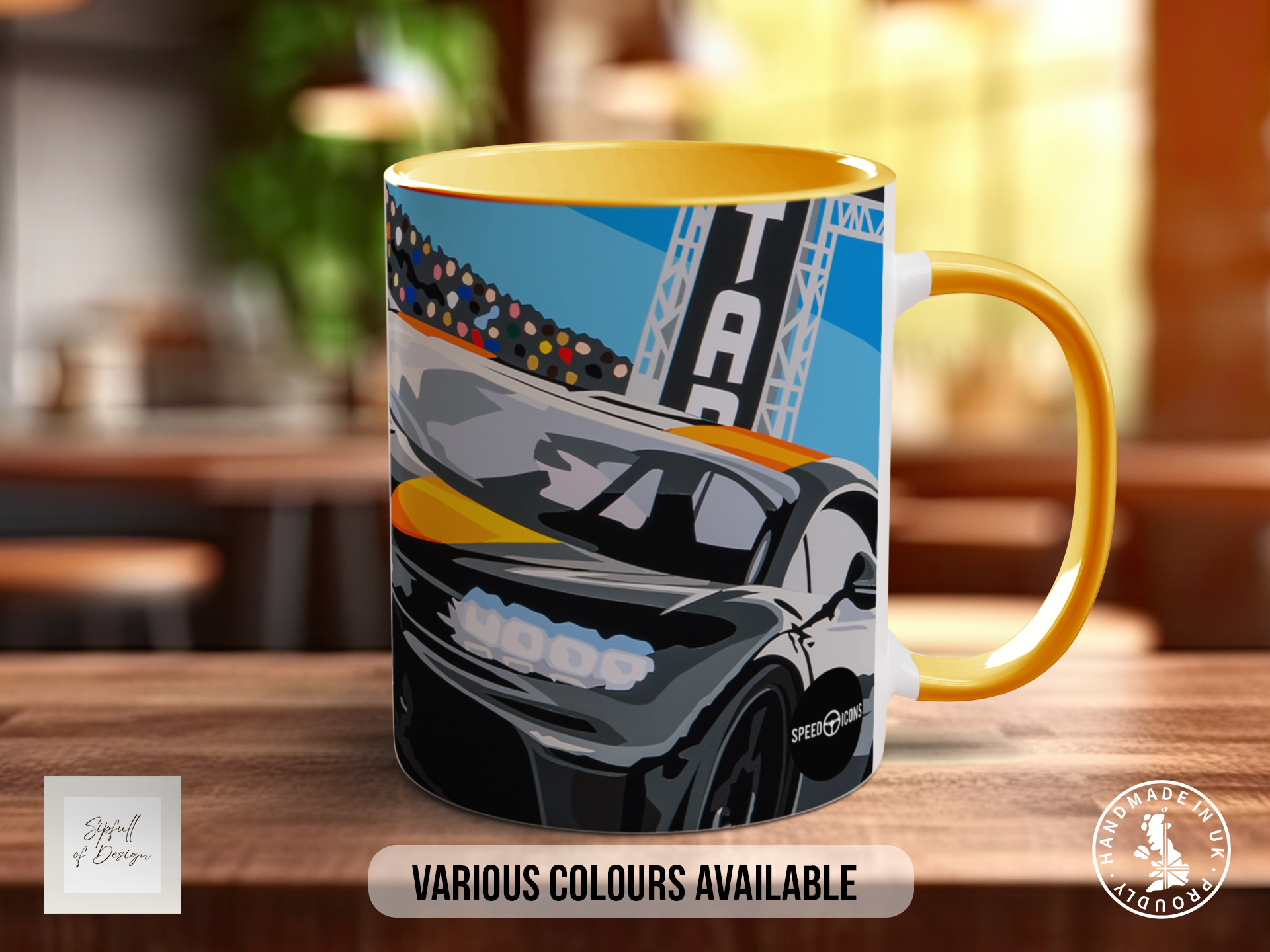 Bugatti Drag Strip Signature Mug – Joel Clark artwork, right view