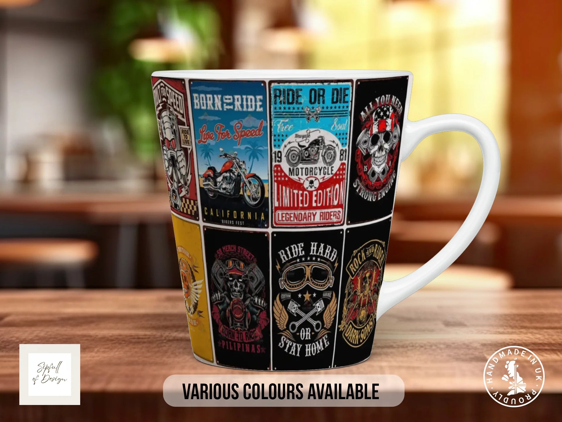 Built for Speed Mug | Retro Biker Motorcycle Gift 12oz Latte