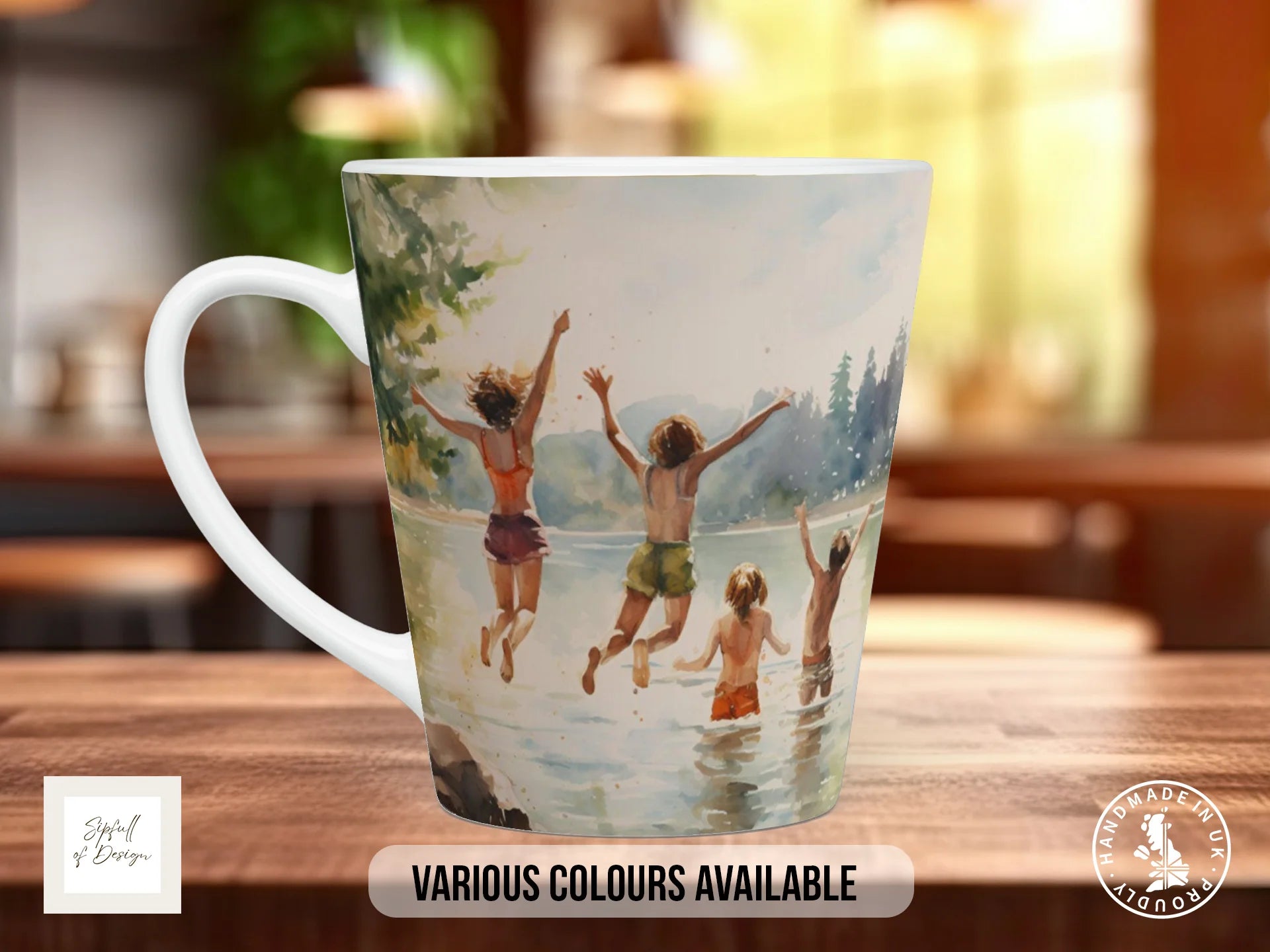 Camping Friends Mug – Vibrant Colour Mugs | Bone China & Ceramic Coffee Mug 12oz Latte
