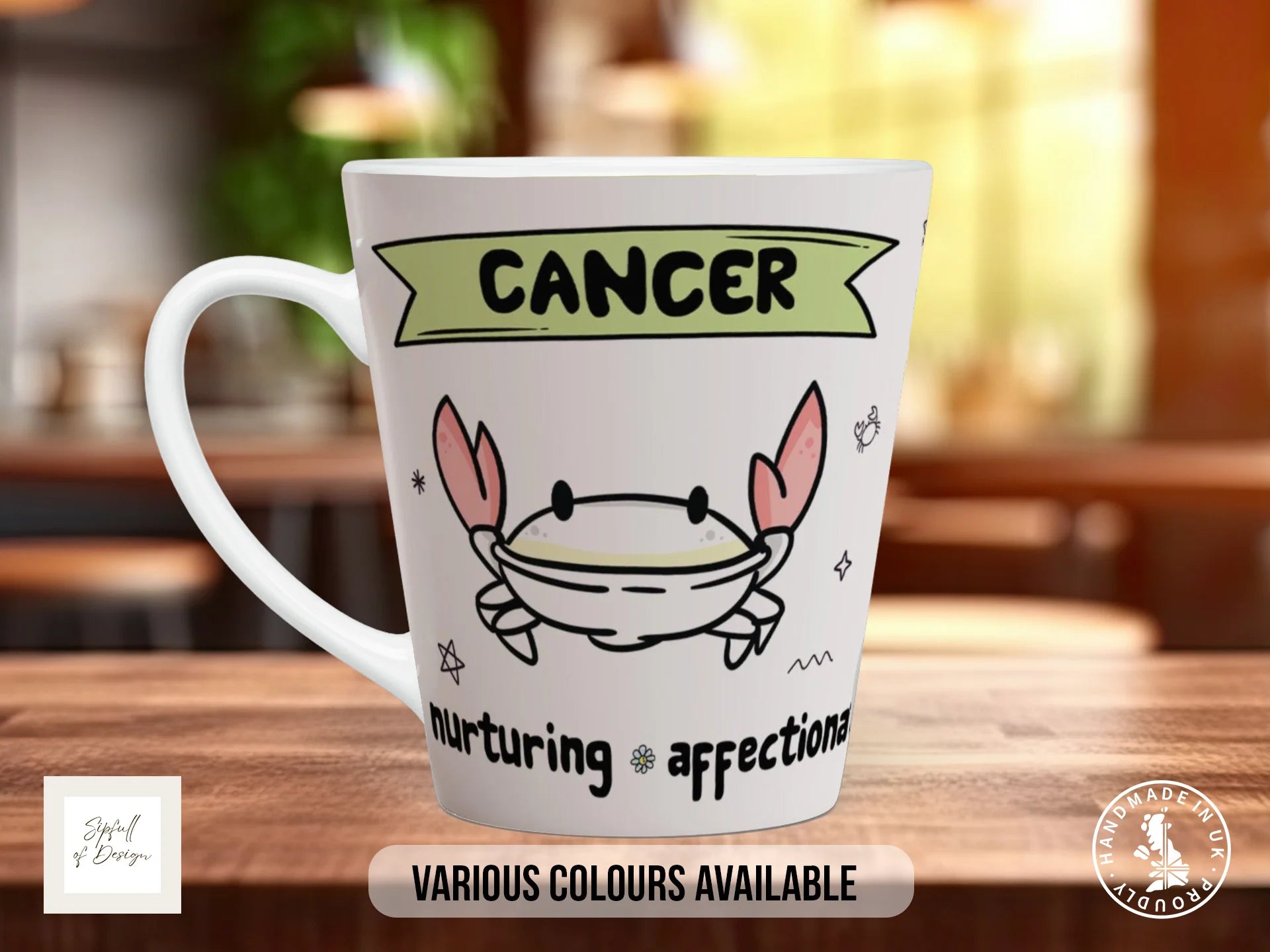 Cancer Zodiac Mug | Nurturing & Affectionate | Cute Zodiac Gift 12oz Latte