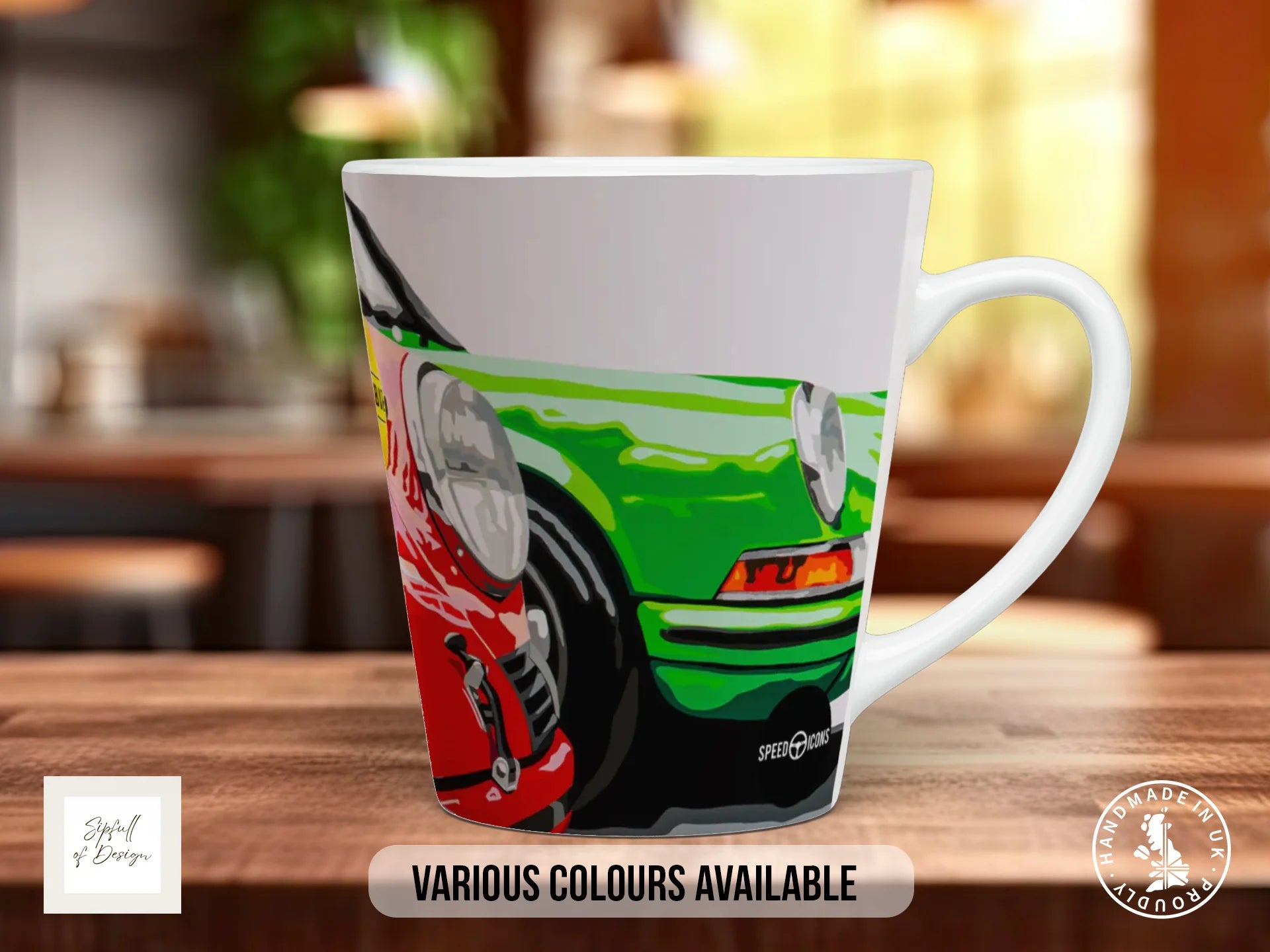 Classic Porsche 911s Mug | Joel Clark Signature Automotive Design 12oz Latte