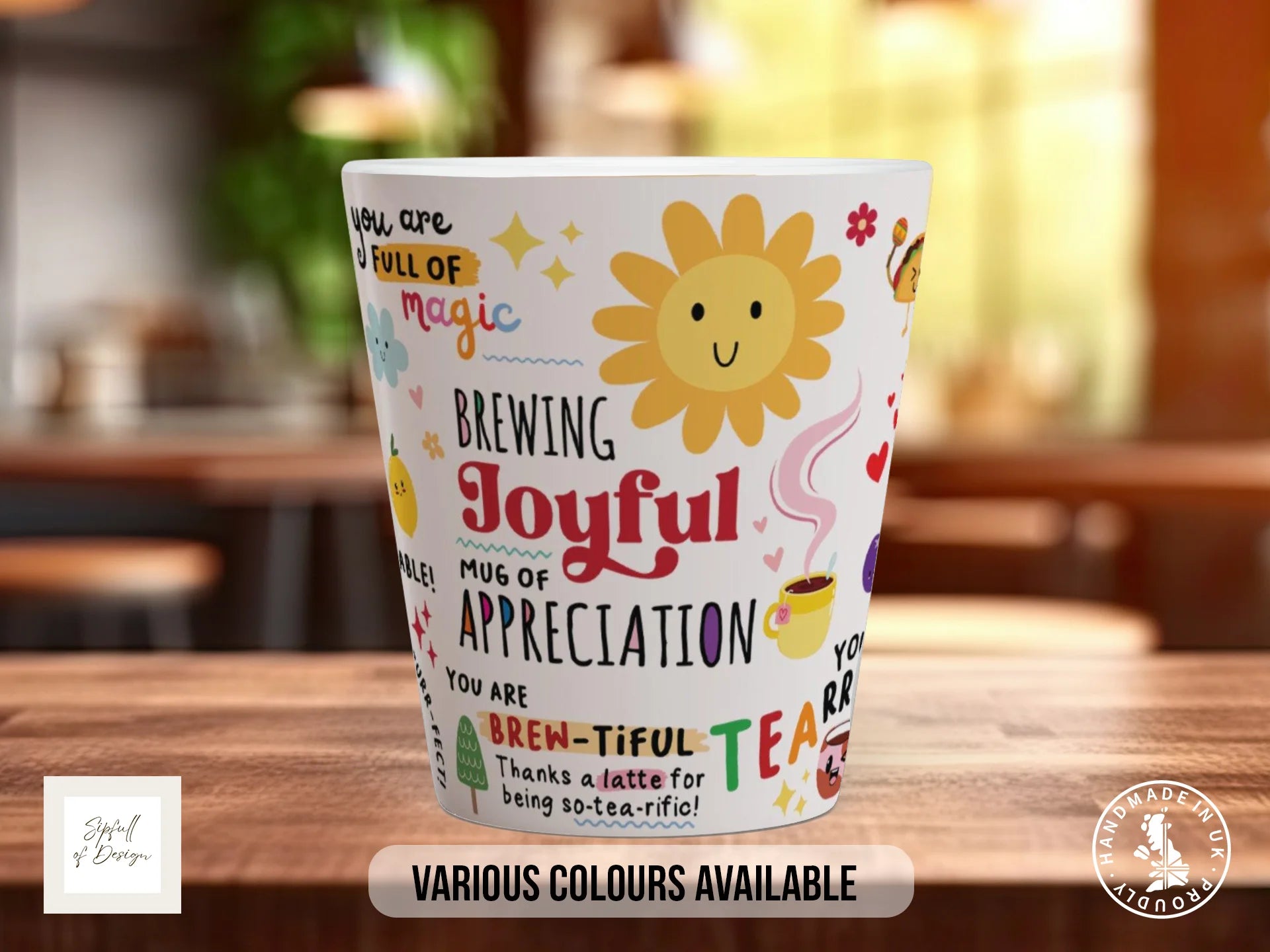 Brewing Joyful Mug of Appreciation | Illustrated Thank You Gift Mug 12oz Latte