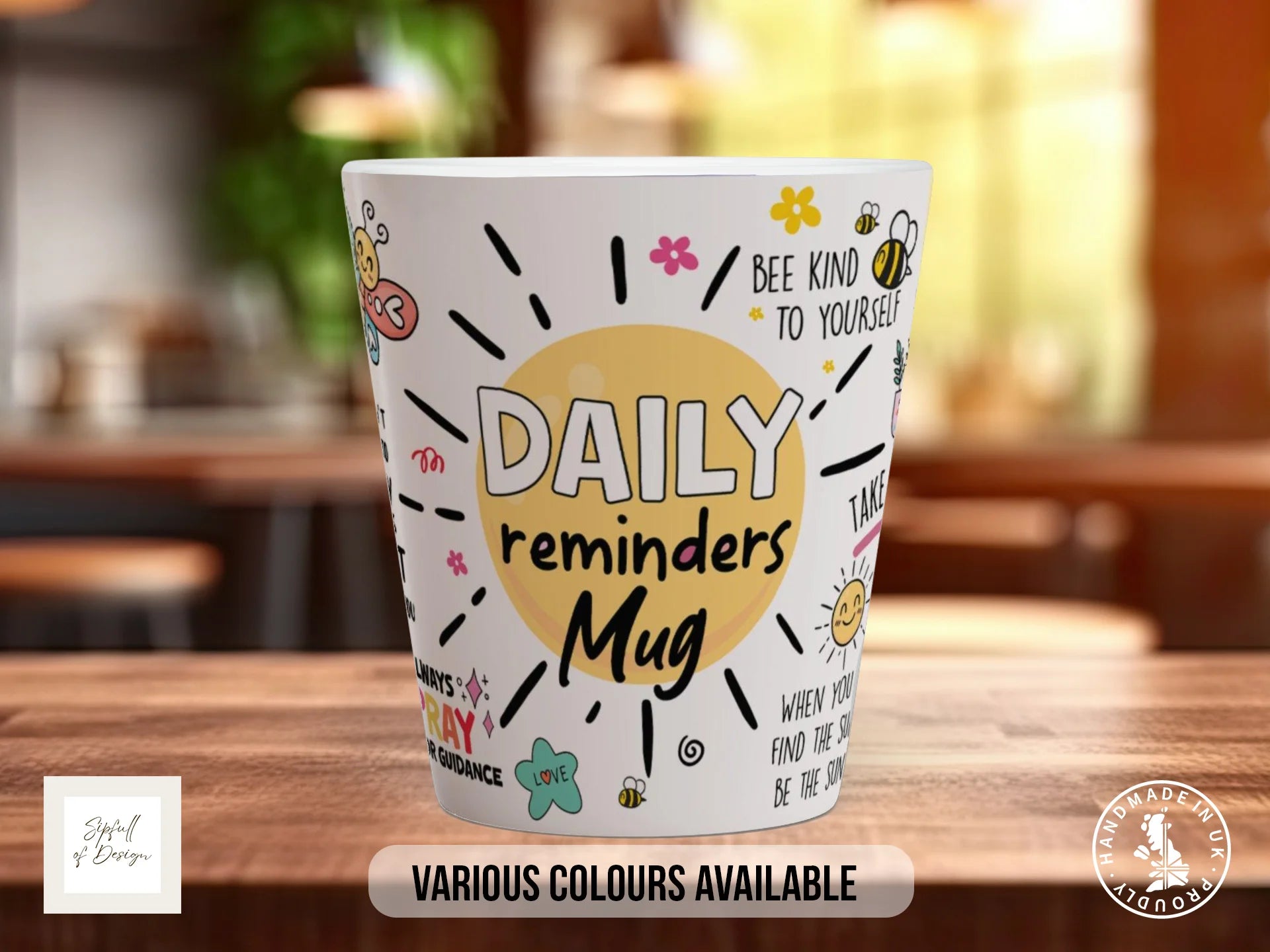 Daily Reminders Mug | Illustrated Motivational Gift Mug 12oz Latte