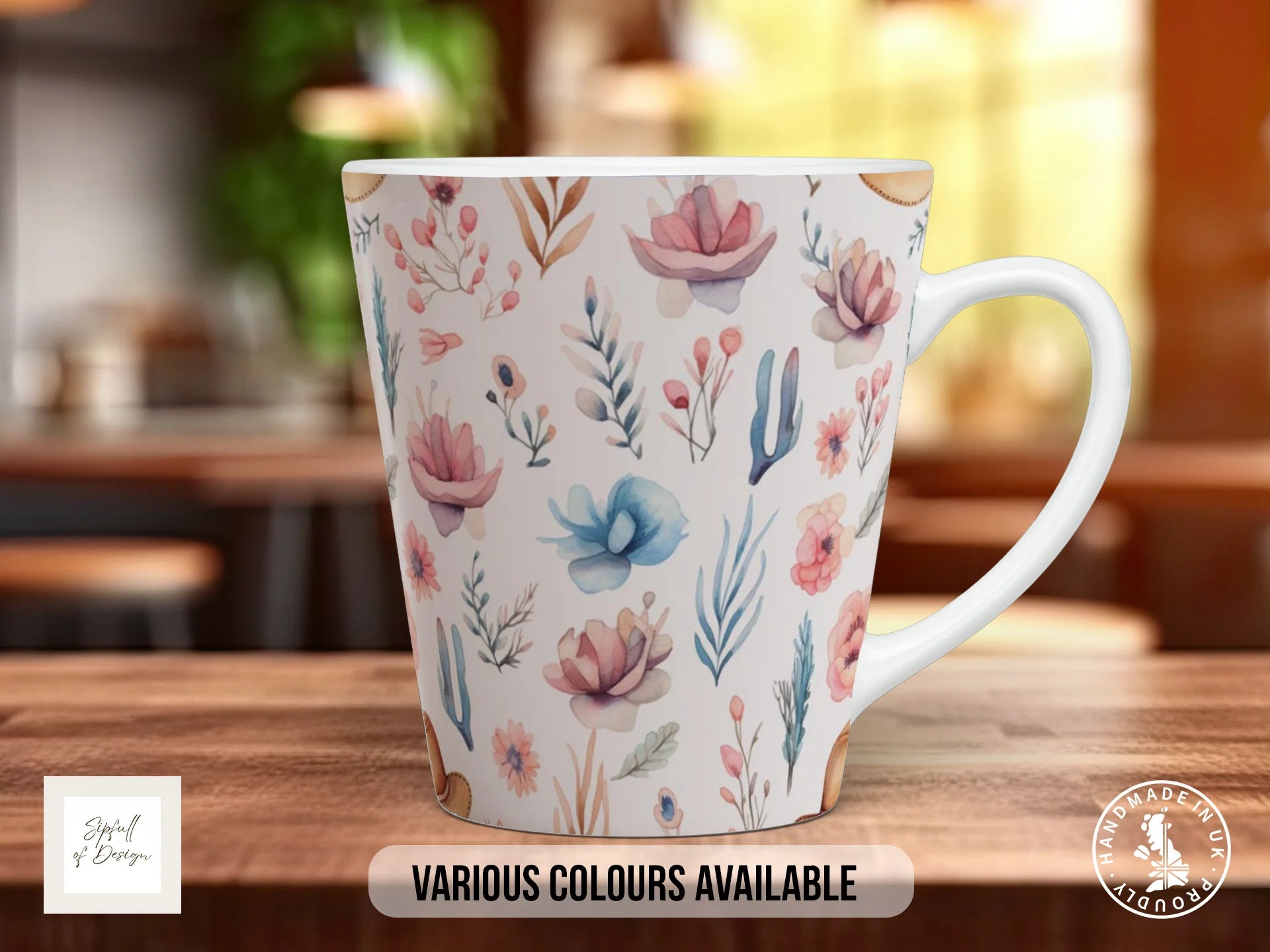 Floral Western Boho Full Wrap Mug – Design 4 | Desert Cactus & Wildflower Garden | Art Mug 12oz Latte