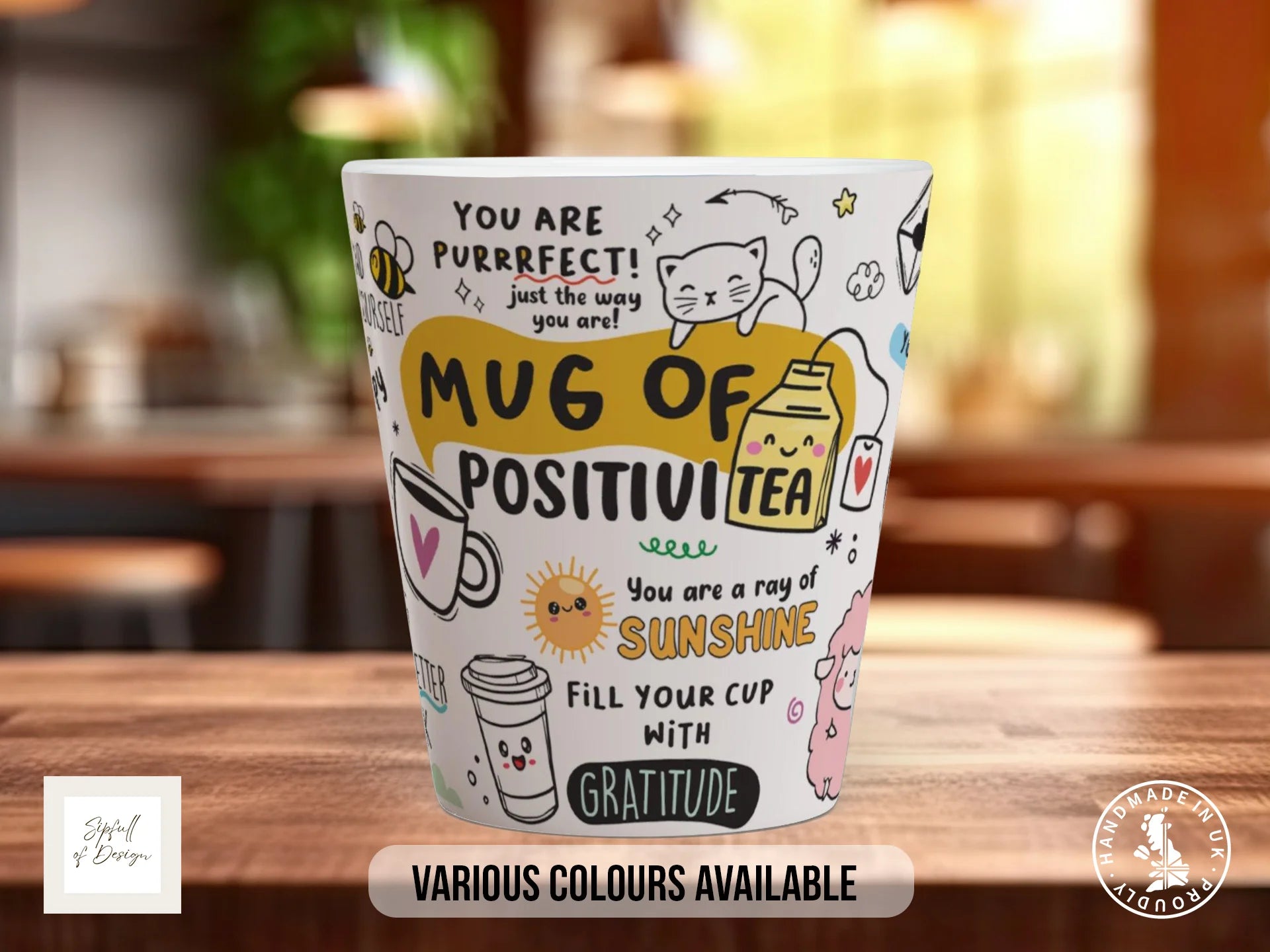 Mug of Positivi-Tea | Uplifting Affirmations Gift 12oz Latte