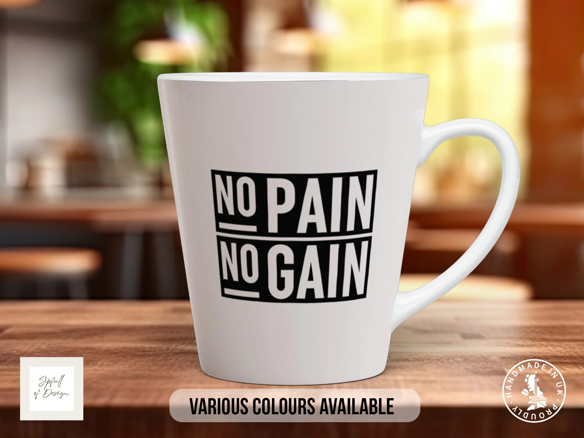 No Pain No Gain Mug | Gym Quote Mug 12oz Latte