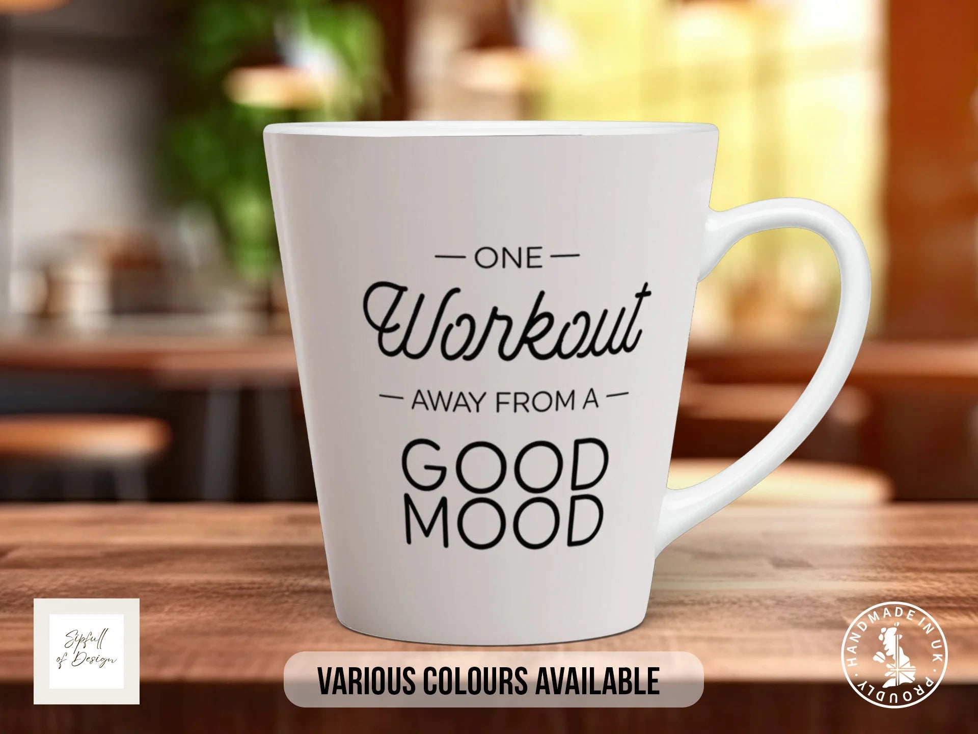 One Workout Away From a Good Mood Mug | Gym Quote Mug 12oz Latte