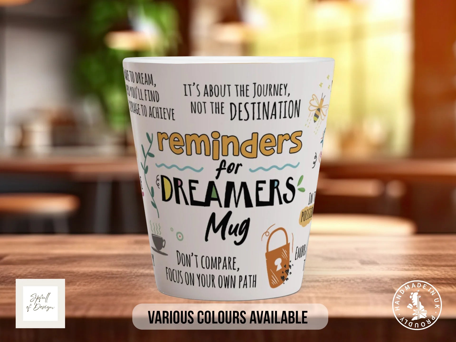 Reminders for Dreamers Mug | Illustrated Motivational Gift Mug 12oz Latte