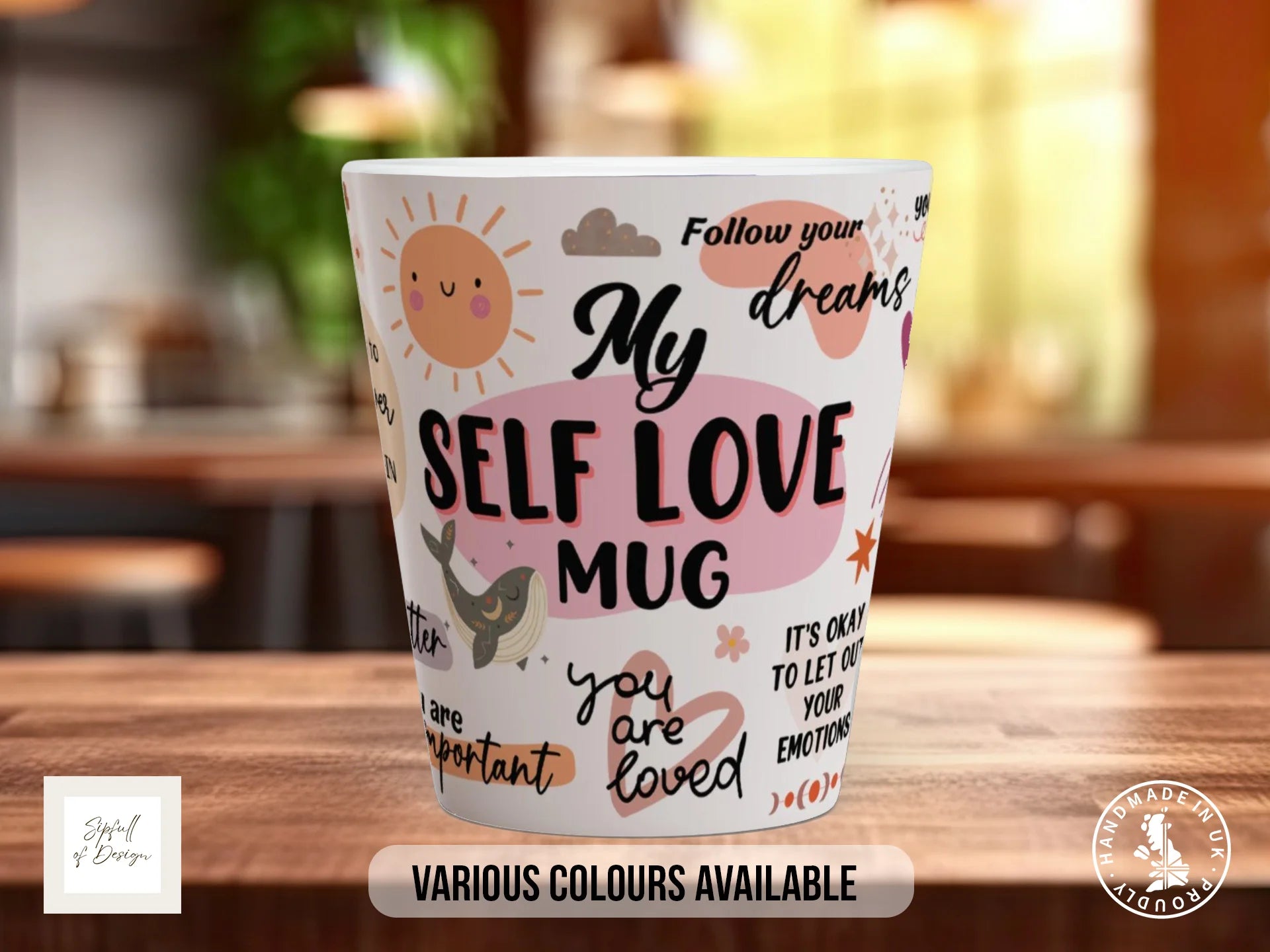 My Self Love Mug | Affirmations Gift Mug with Illustrated Design 12oz Latte