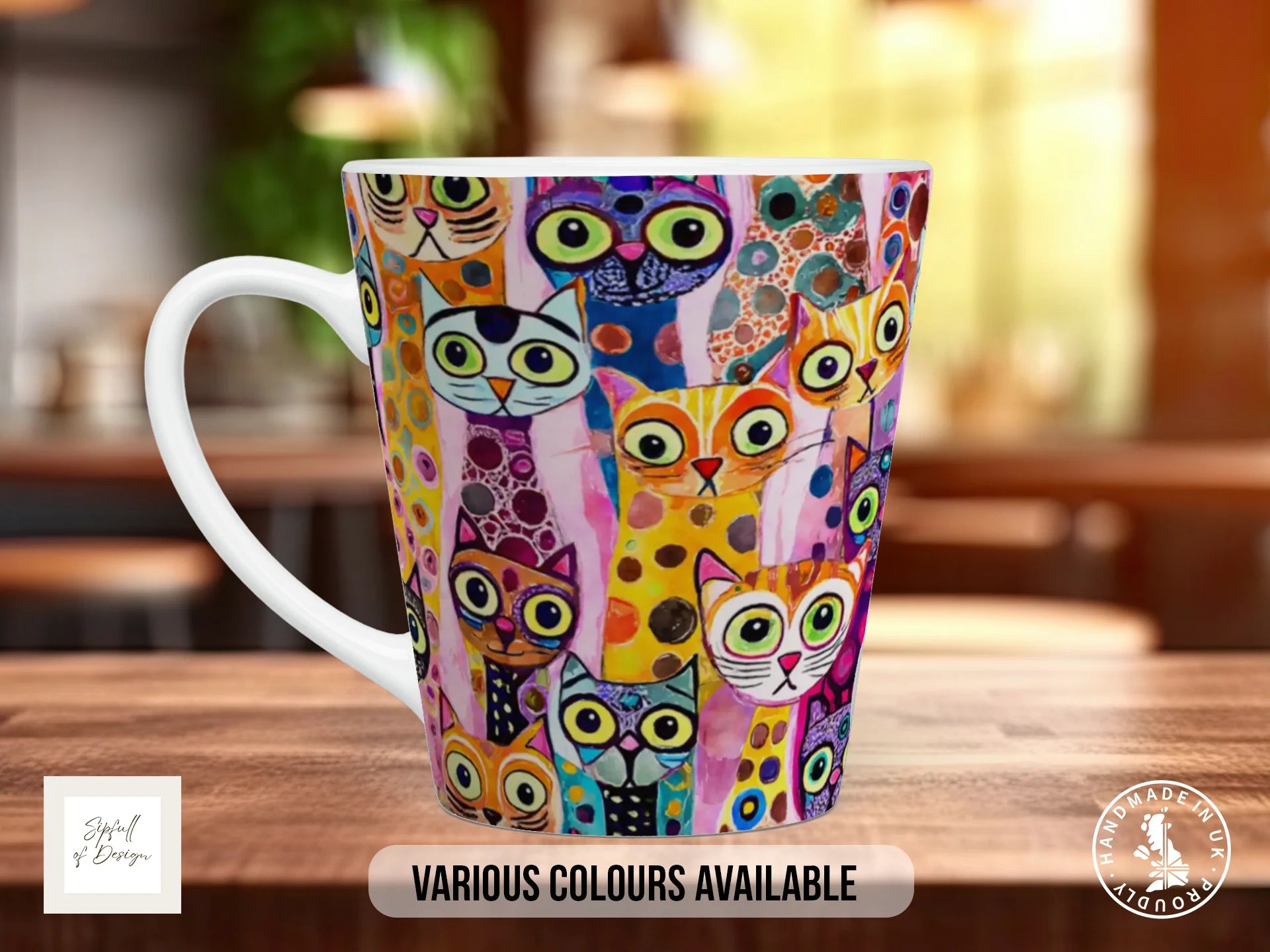 Colourful Cat Crowd Mug | Cat Lover Gift 12oz Latte