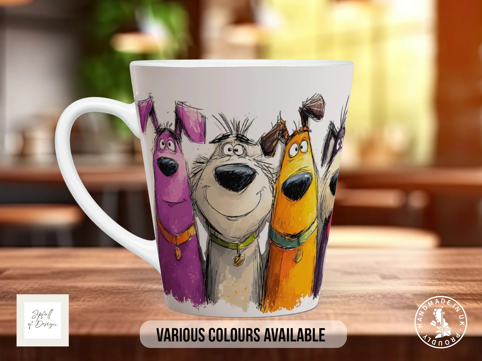 Colourful Dog Crowd Mug | Playful Dog Lover Gift 12oz Latte