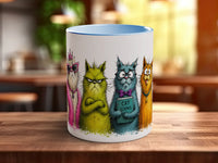 Crazy Cool Cats Mug – scruffy characterful cats, centre view