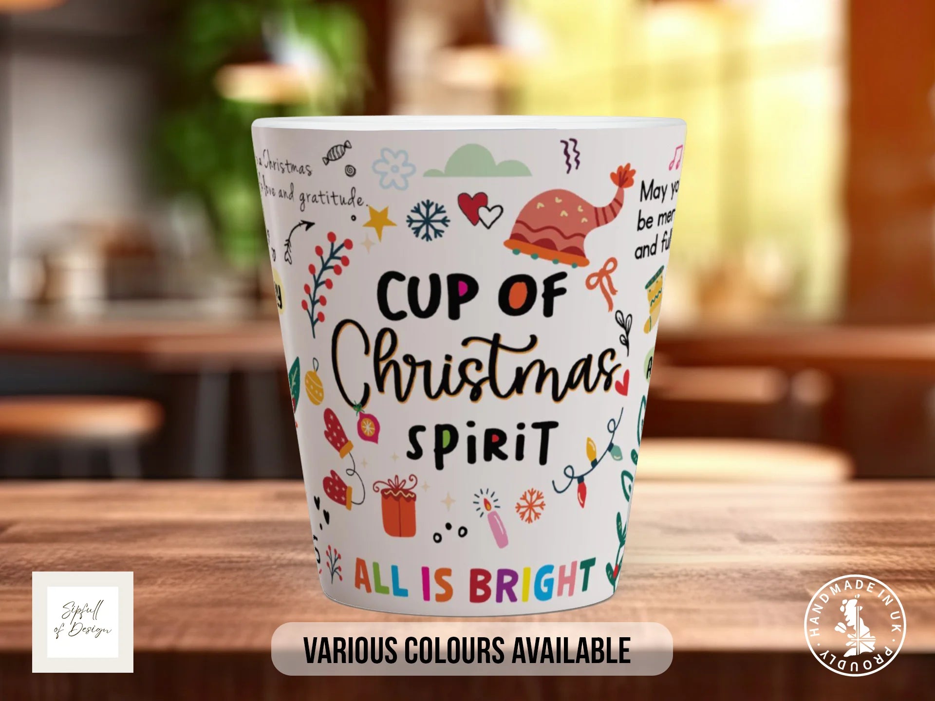 Cup of Christmas Spirit Mug | All Is Bright | Festive Christmas Gift 12oz Latte