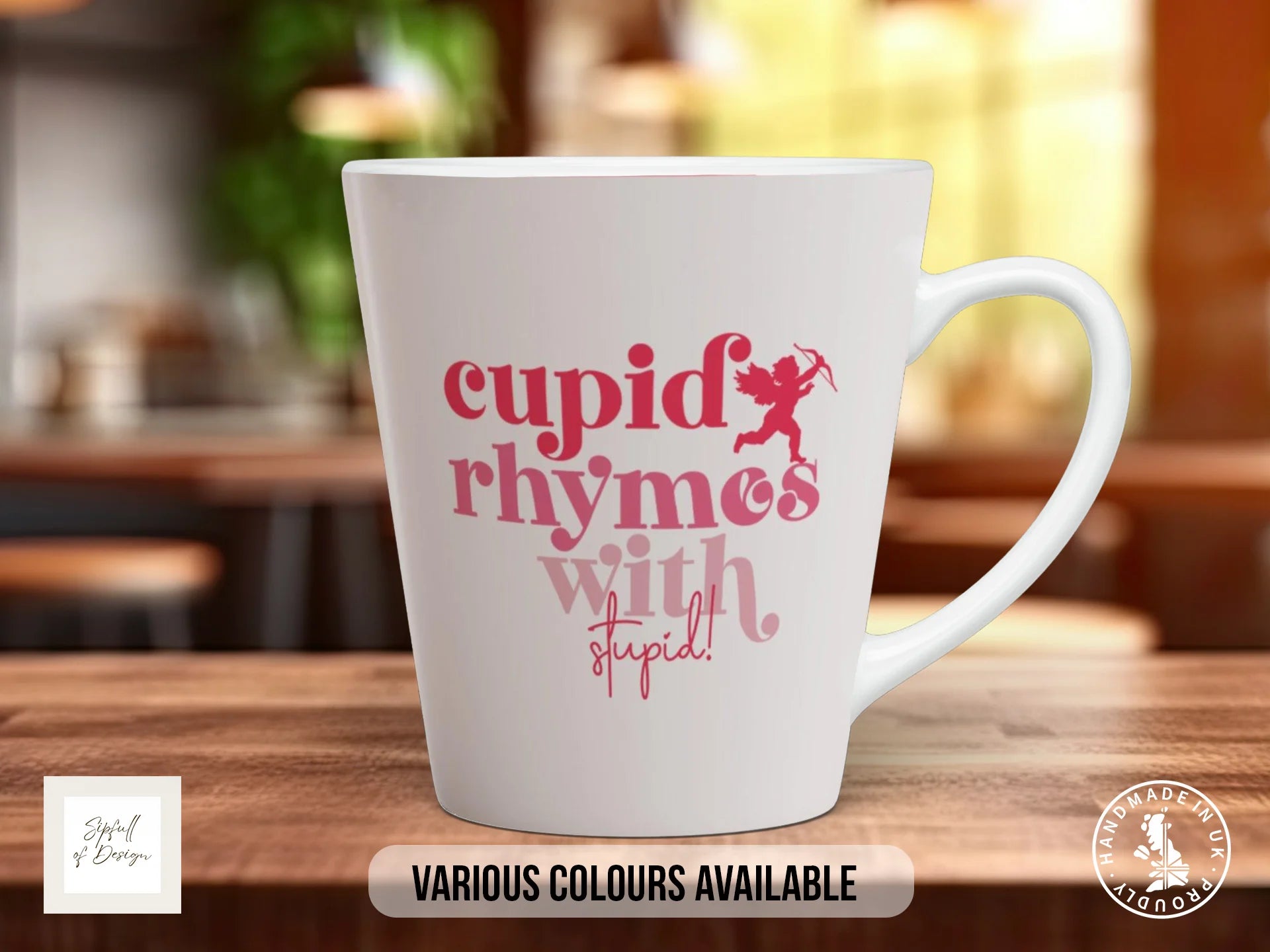 Cupid Rhymes With Stupid Mug | Funny Anti-Valentine's Gift 12oz Latte