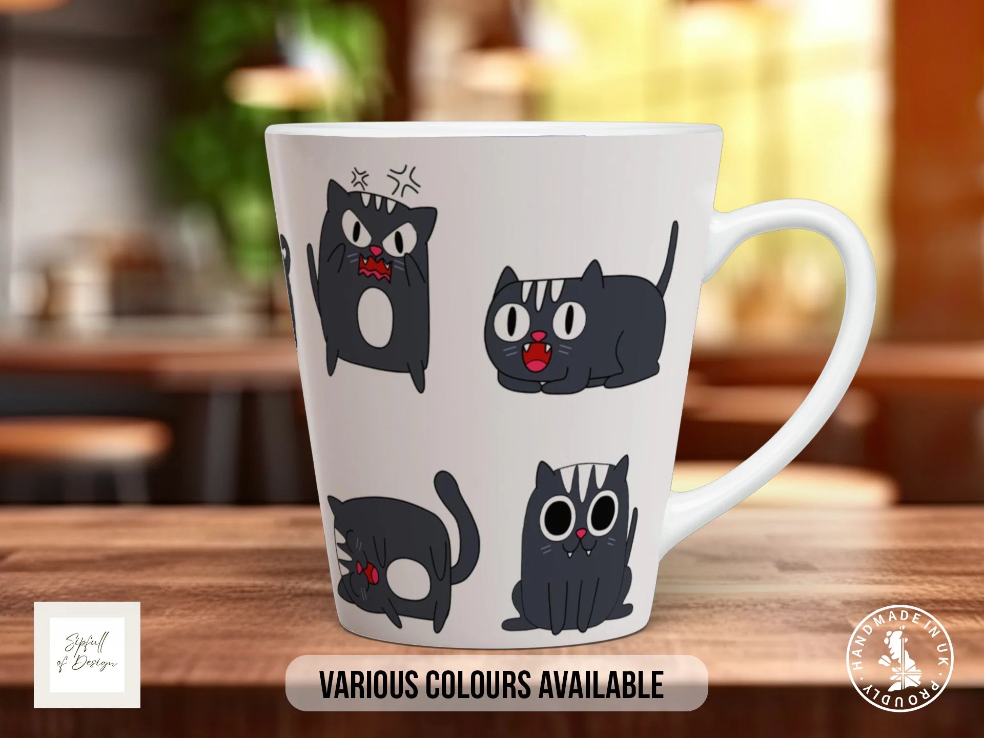 Cute Cat Character Mug | Colourful Cat Lover Gift 12oz Latte