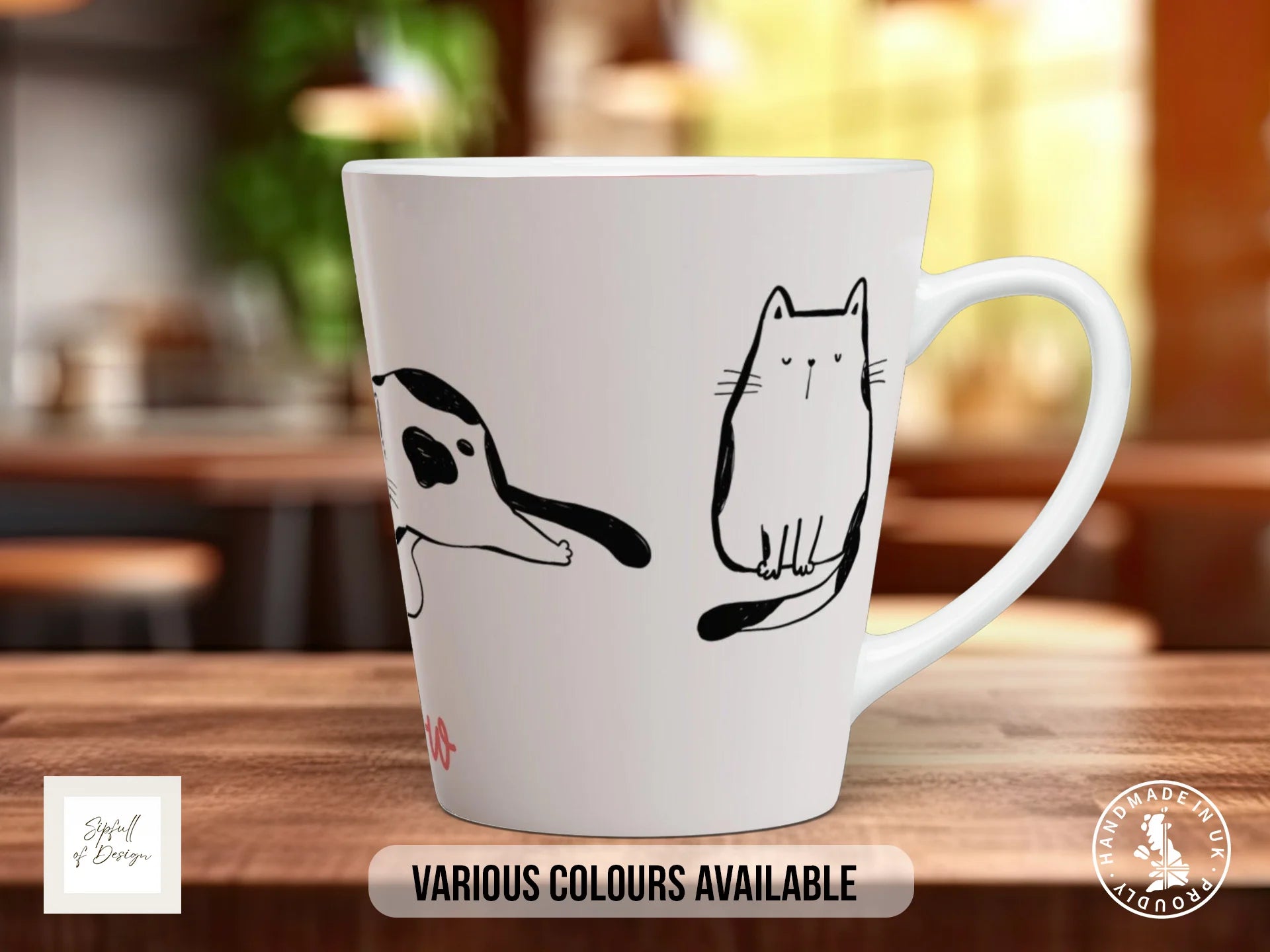 Doodle Cats Mug | Illustrated Cat Lover Gift 12oz Latte