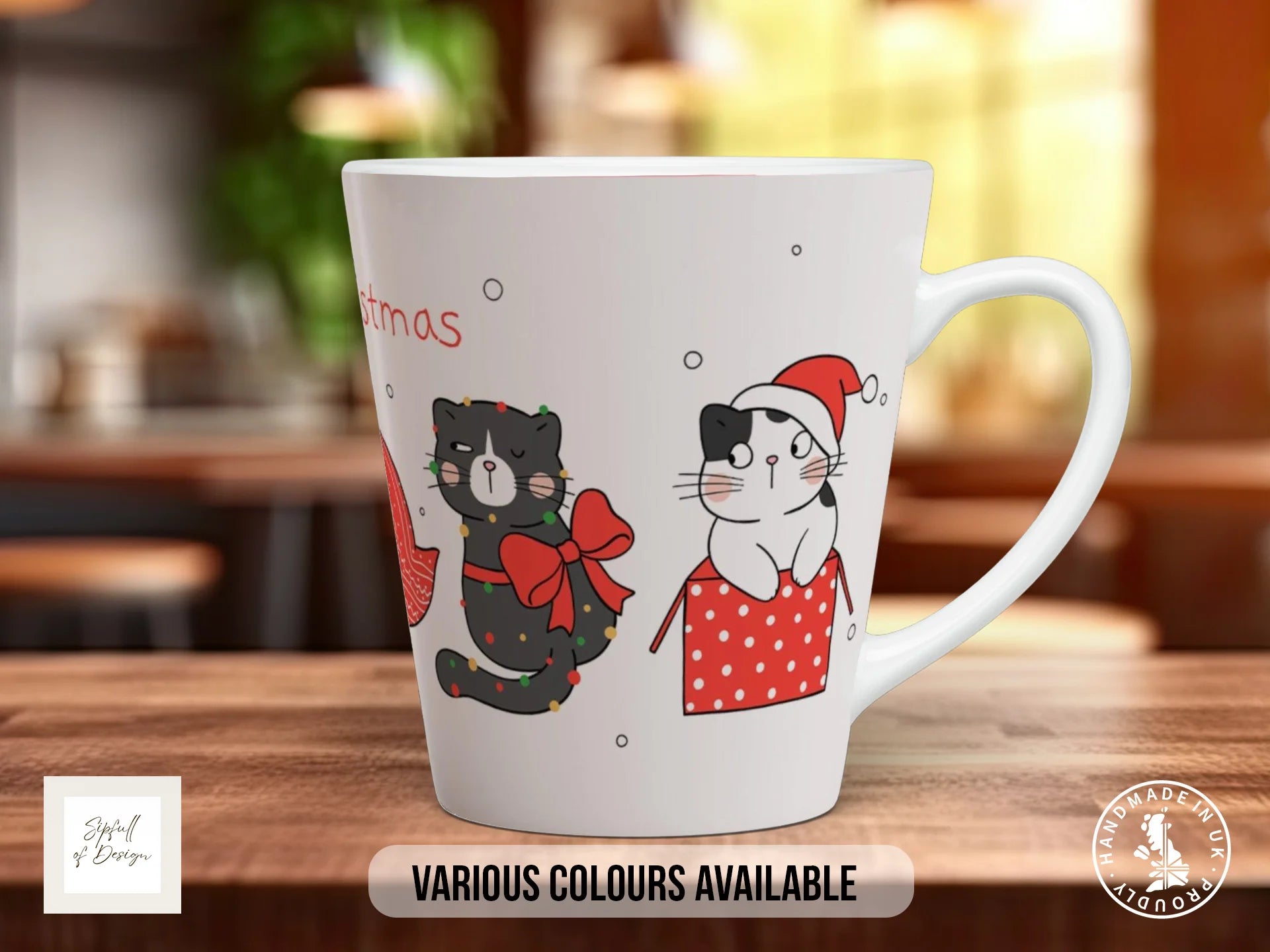 Meowy Cat Mug | Colourful Cat Lover Gift 12oz Latte