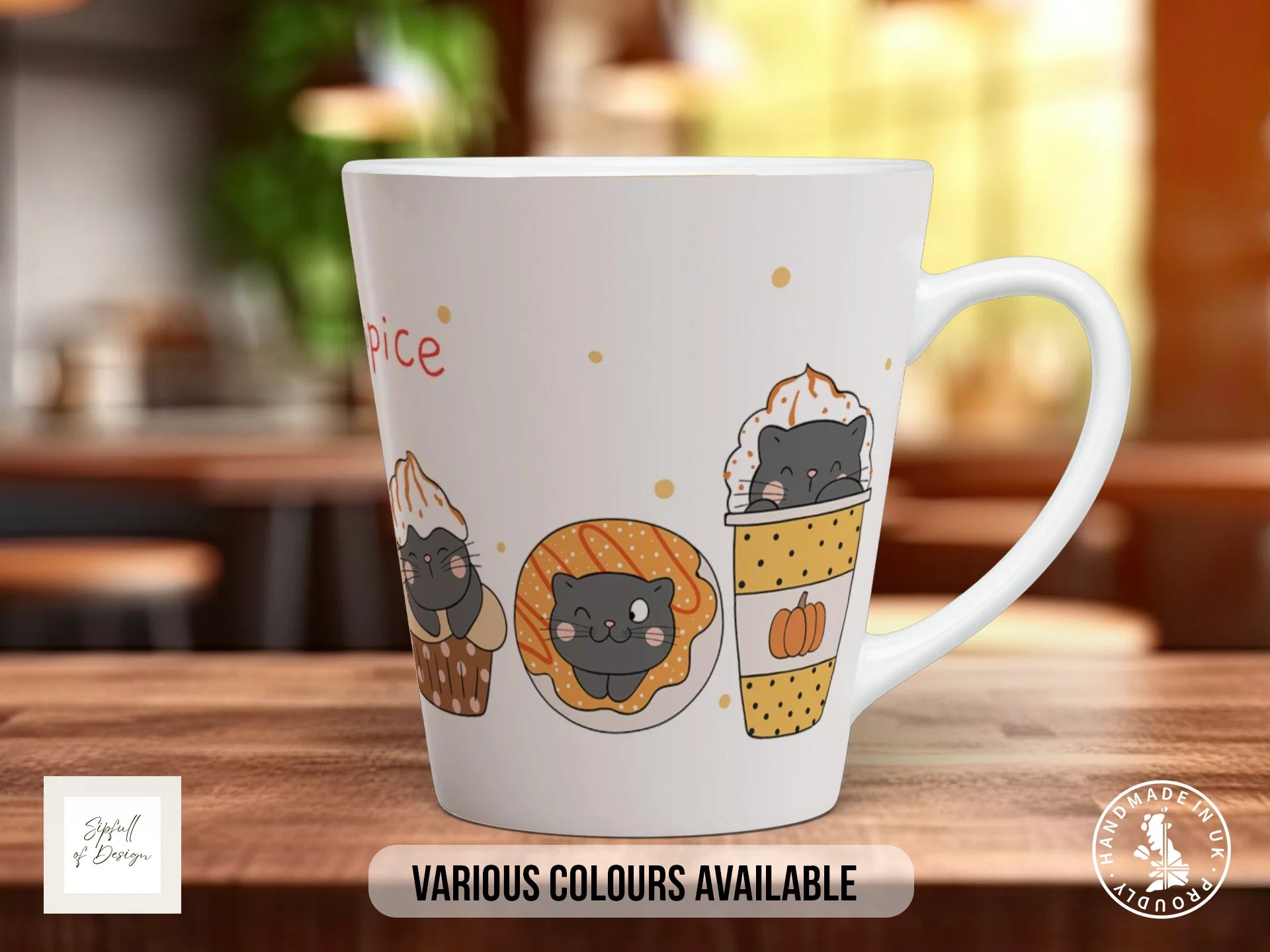 Pumpkin Spice Latte Cats Mug | Autumn Cat Lover Gift 12oz Latte