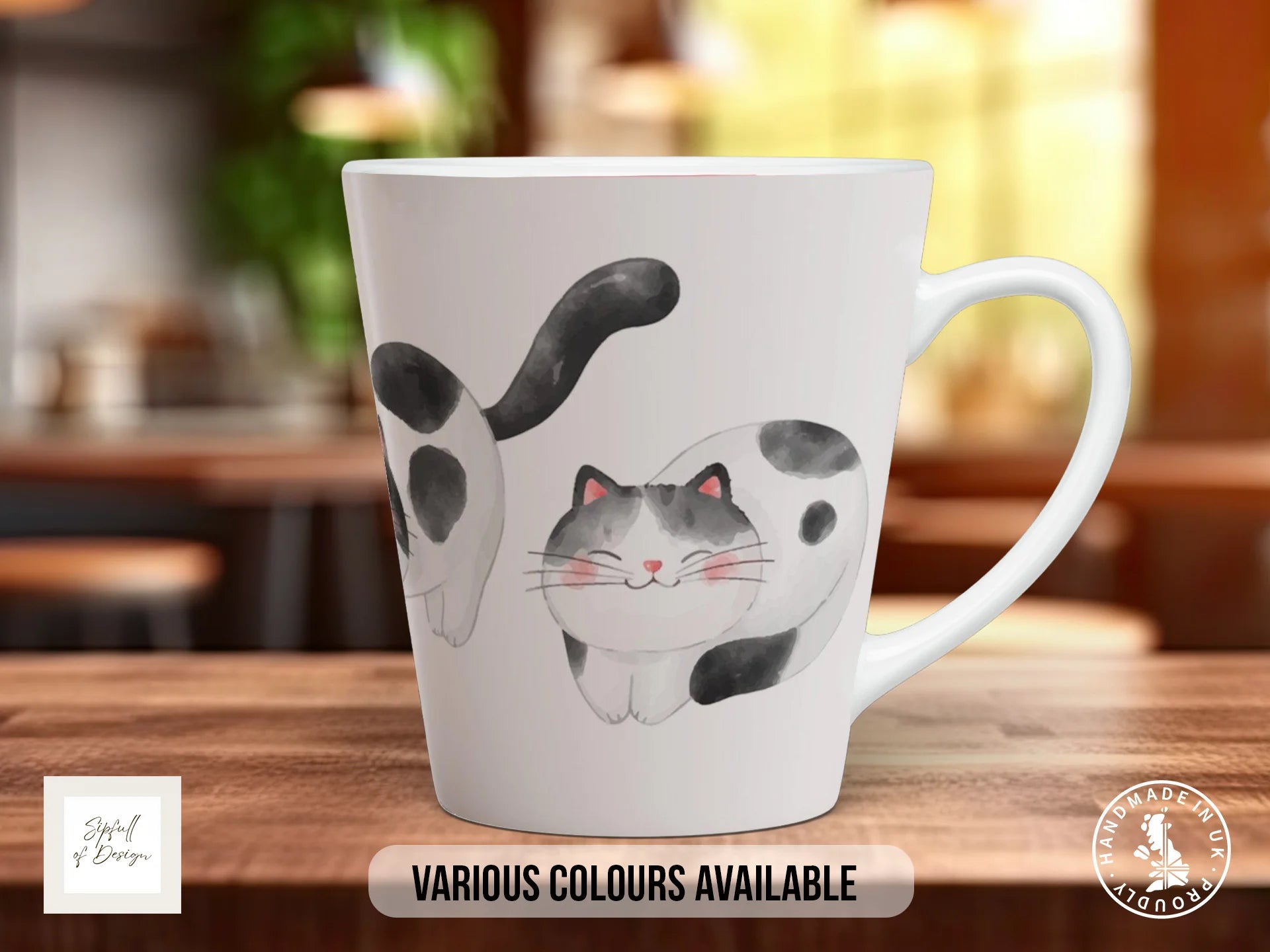 Watercolour Cats Mug | Artistic Cat Lover Gift 12oz Latte