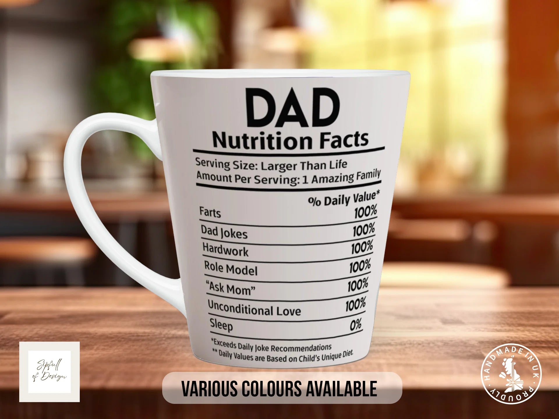 Dad Nutritional Facts Mug | Funny Father's Day Gift 12oz Latte
