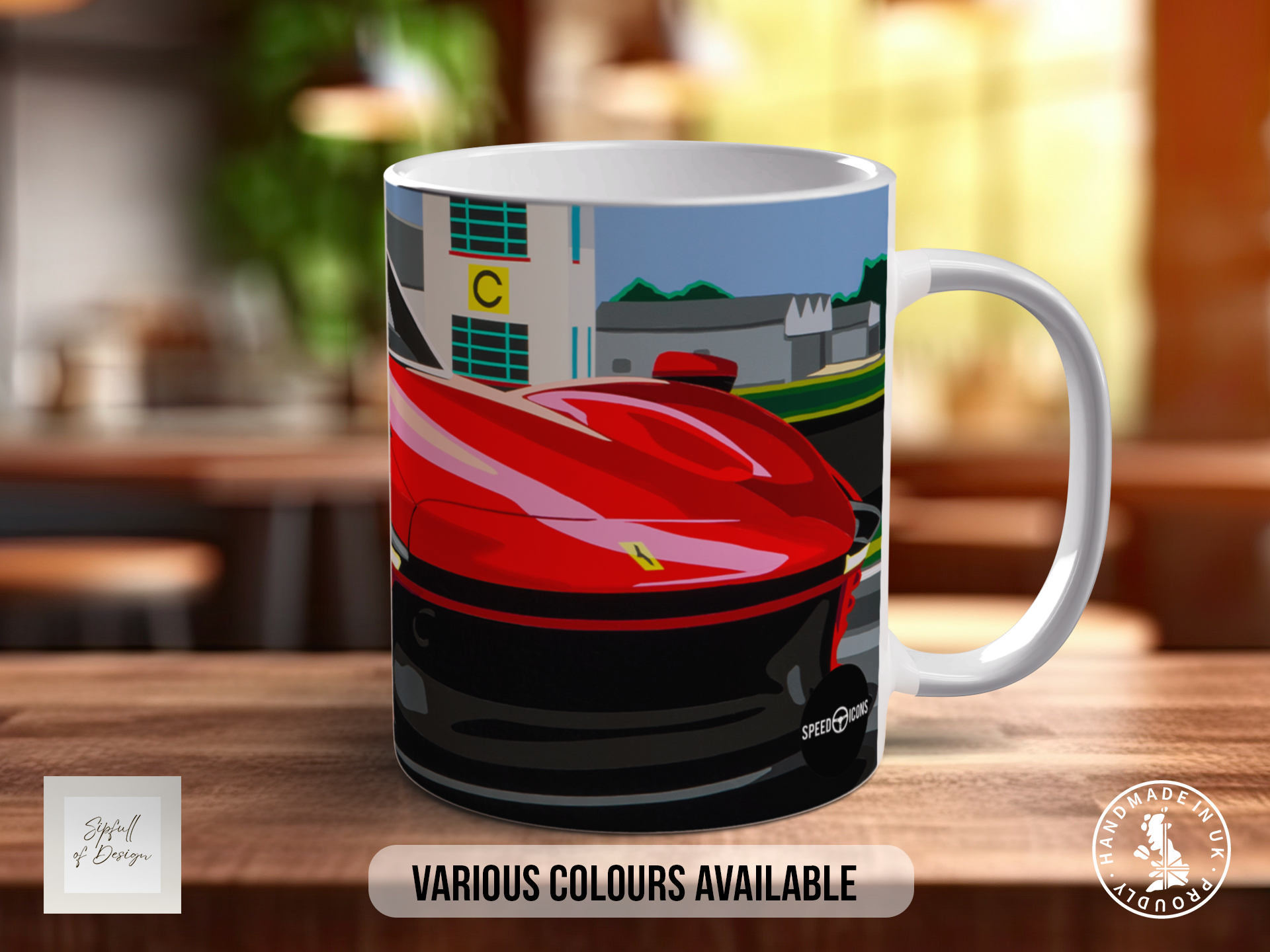 Ferrari Daytona SP3 Signature Mug – Joel Clark artwork, right view
