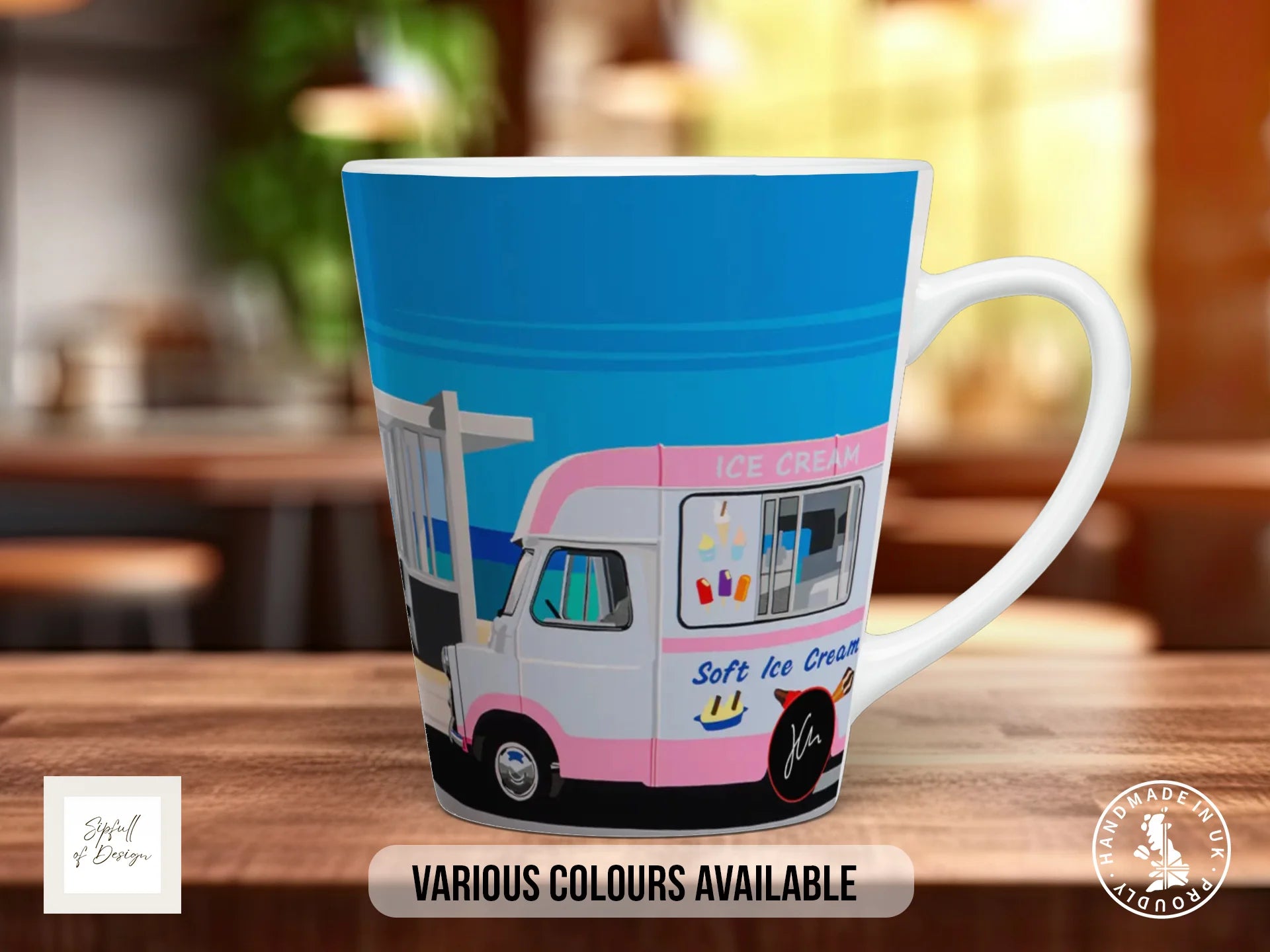 Deal Ice Cream Mug | Joel Clark Signature Art | British Seaside Series 12oz Latte